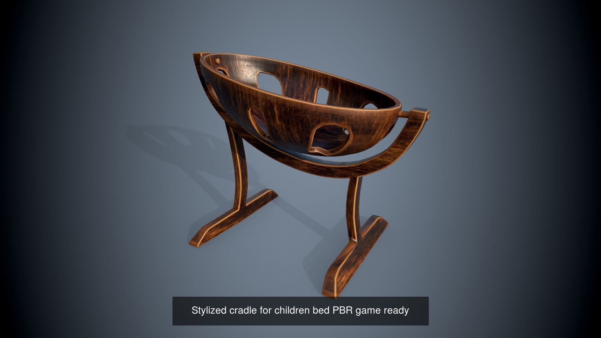 Stylized cradle for children bed PBR low-poly game ready 3D Model Collection_2