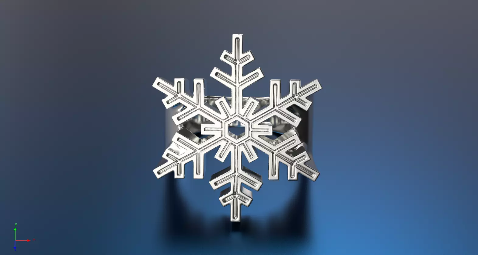 ring New Years Christmas Snowflake 3D print model_0