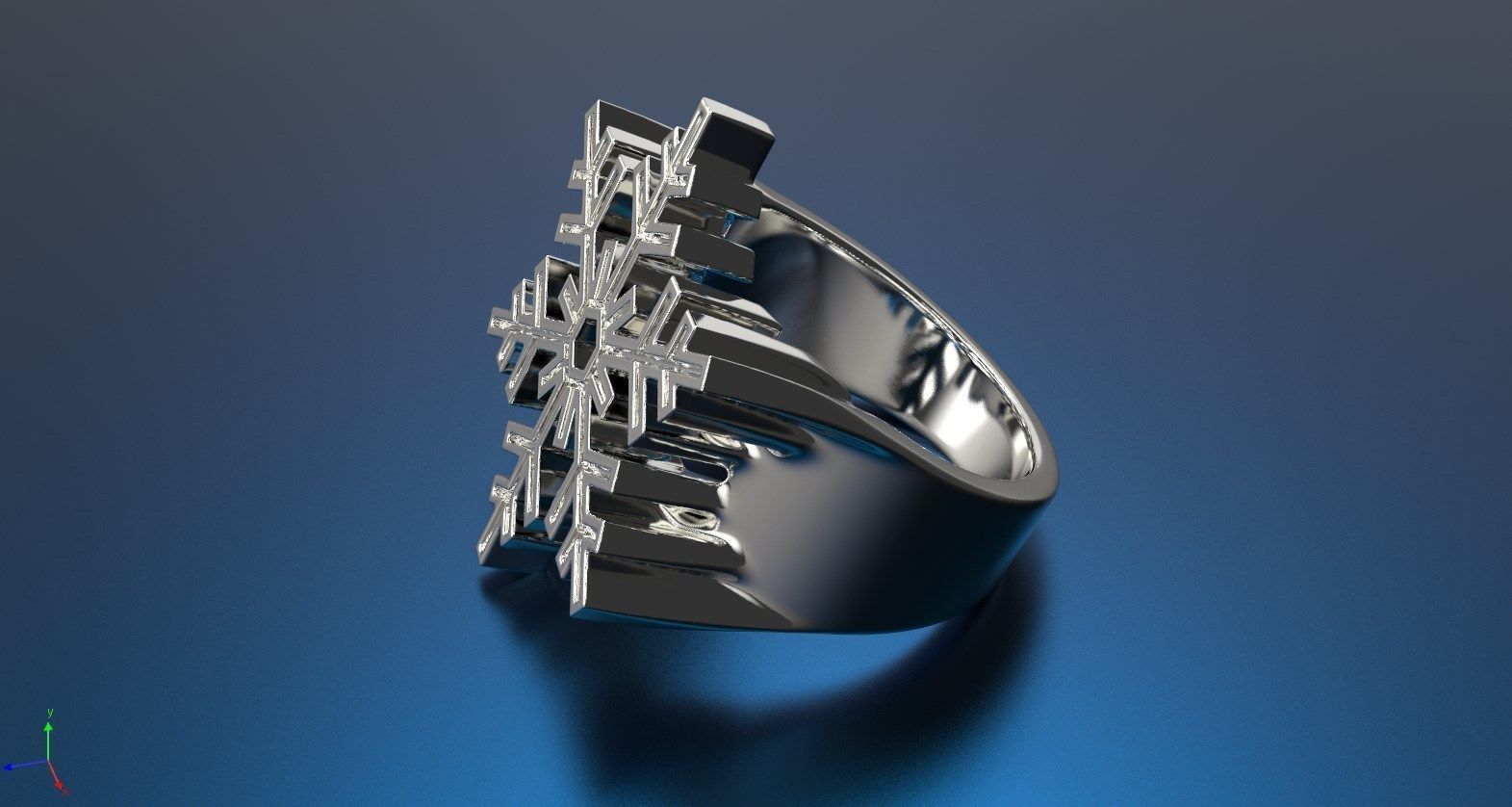 ring New Years Christmas Snowflake 3D print model_3
