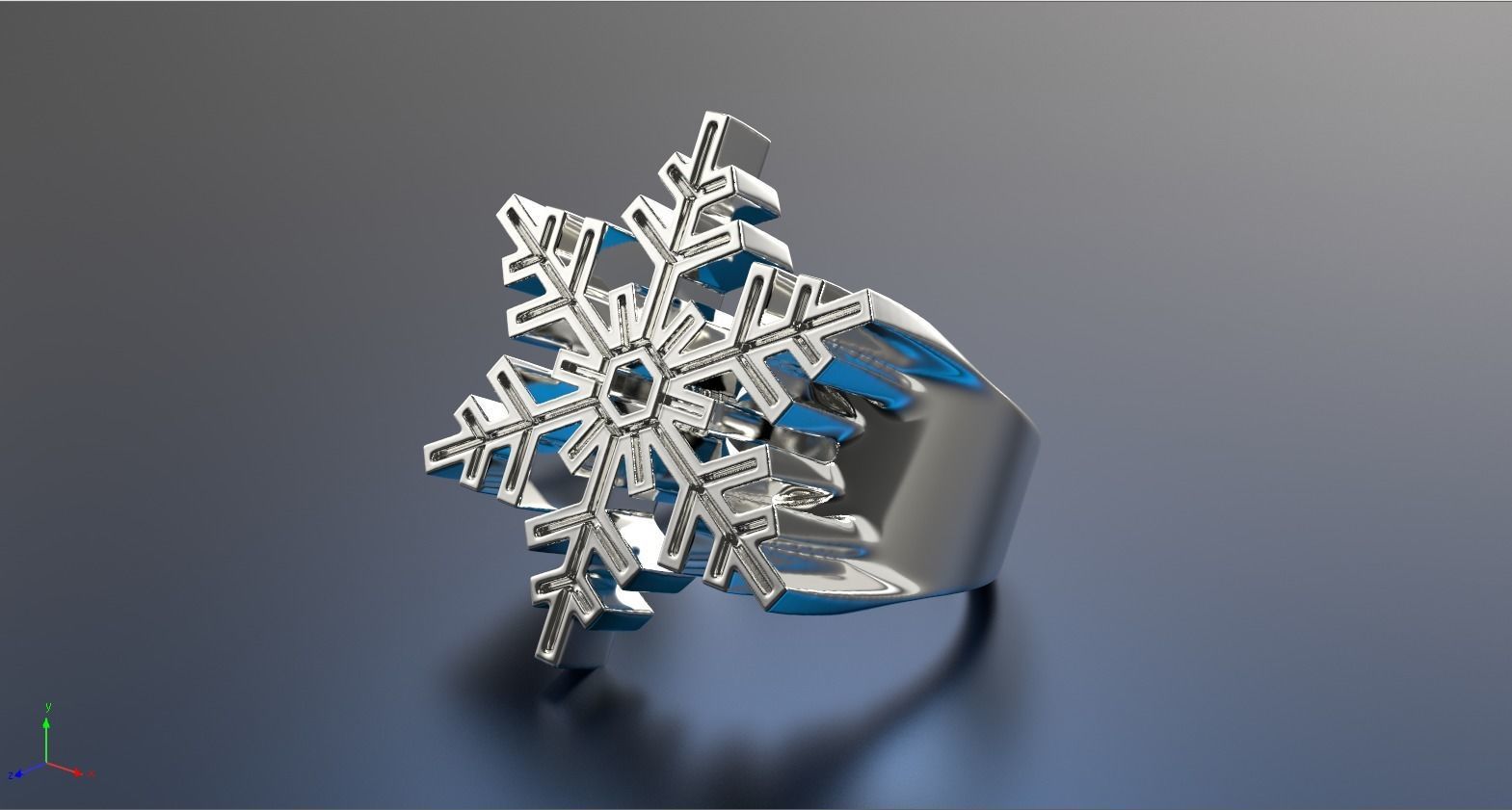 ring New Years Christmas Snowflake 3D print model_1