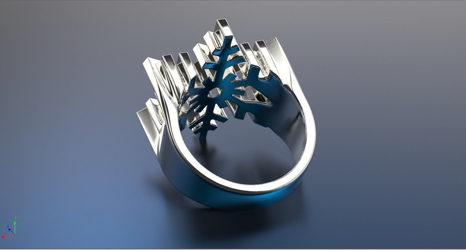 ring New Years Christmas Snowflake 3D print model_9