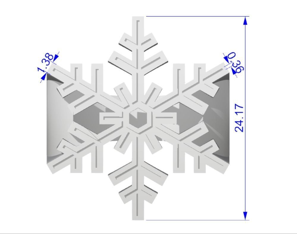 ring New Years Christmas Snowflake 3D print model_8