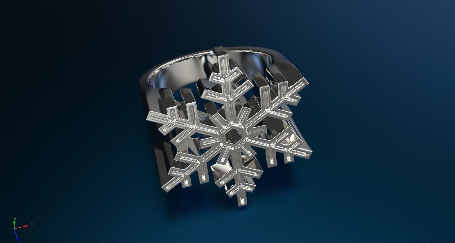 ring New Years Christmas Snowflake 3D print model_2