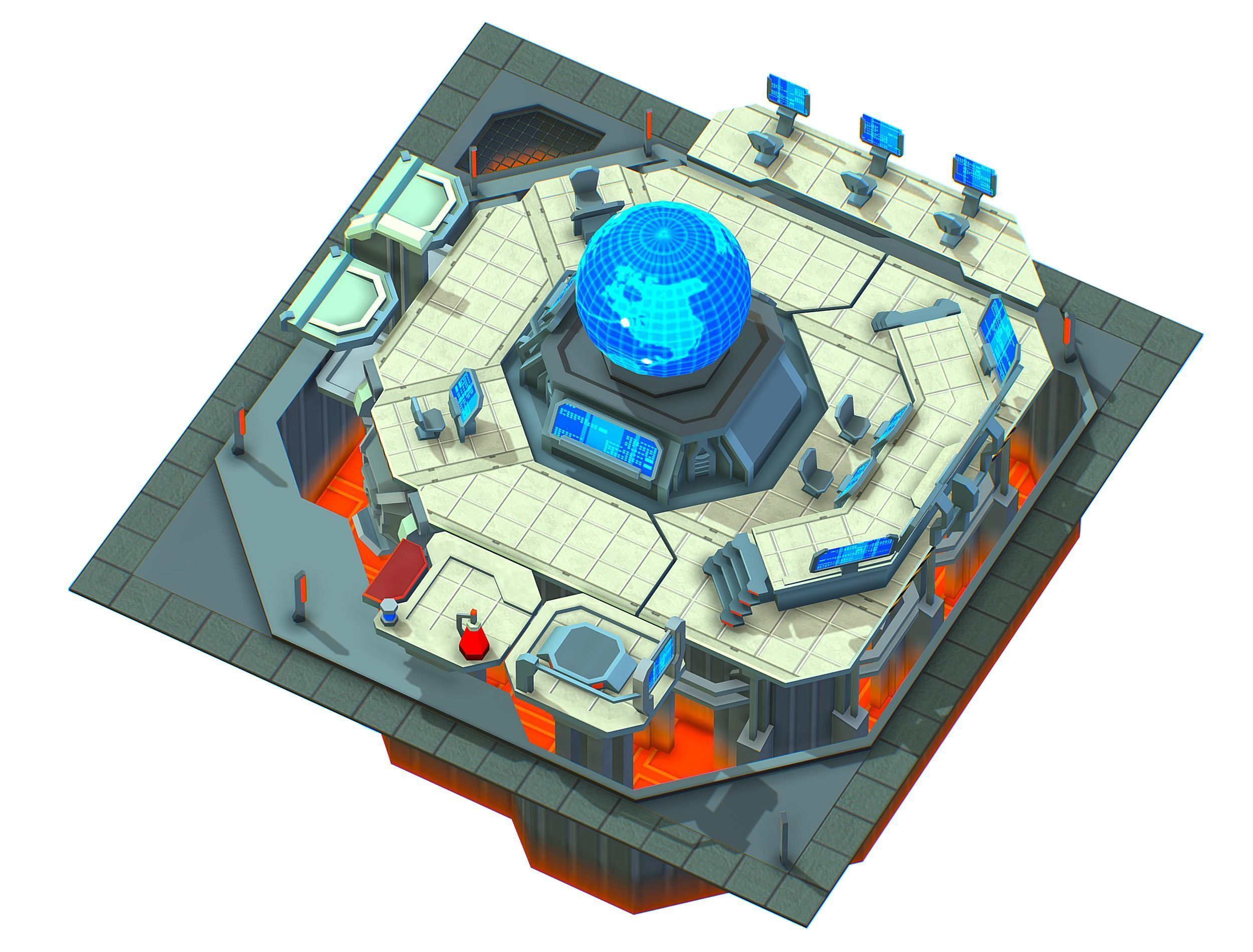 isometrical Missing Room Headquarters 3 Low-poly 3D model_2