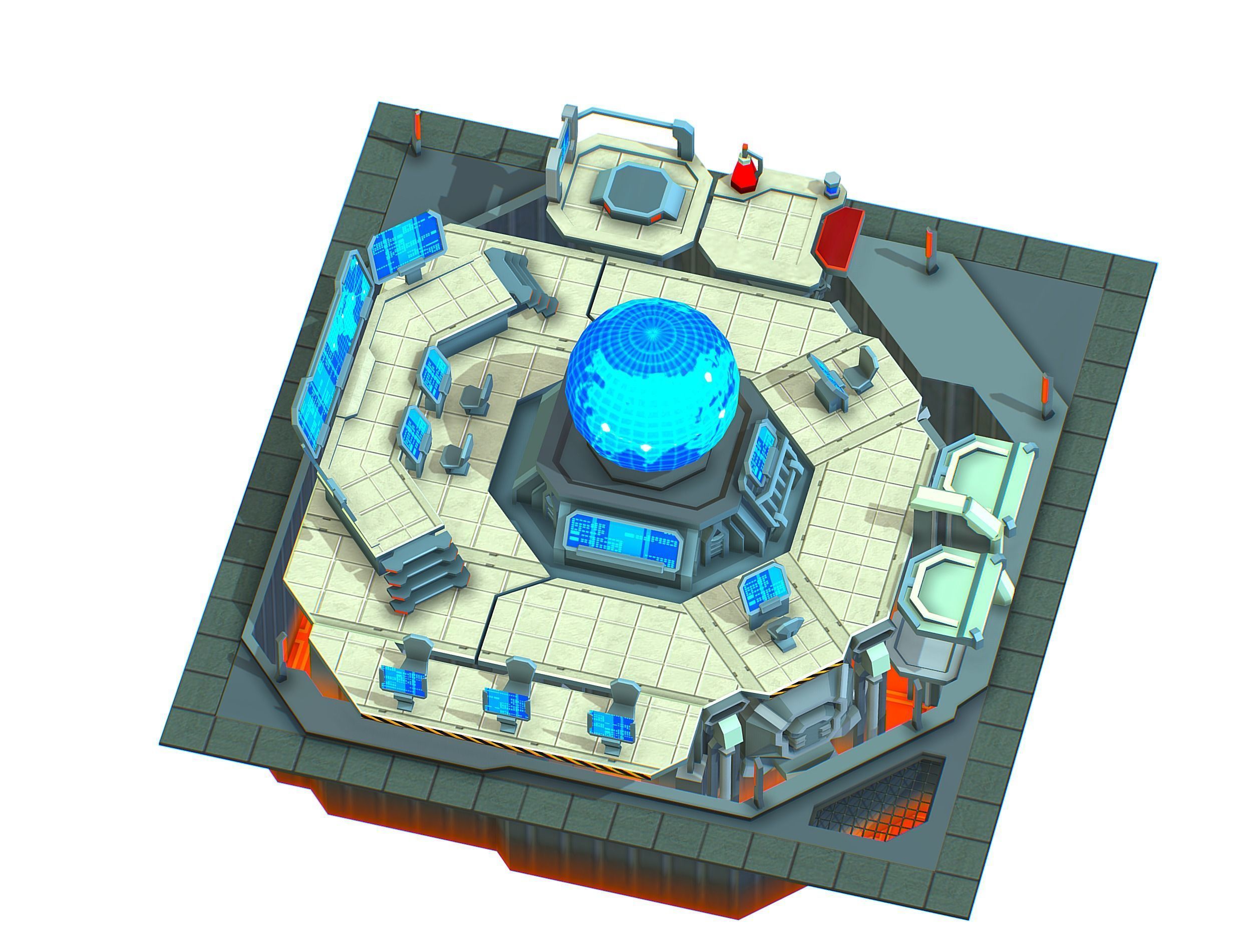 isometrical Missing Room Headquarters 3 Low-poly 3D model_7