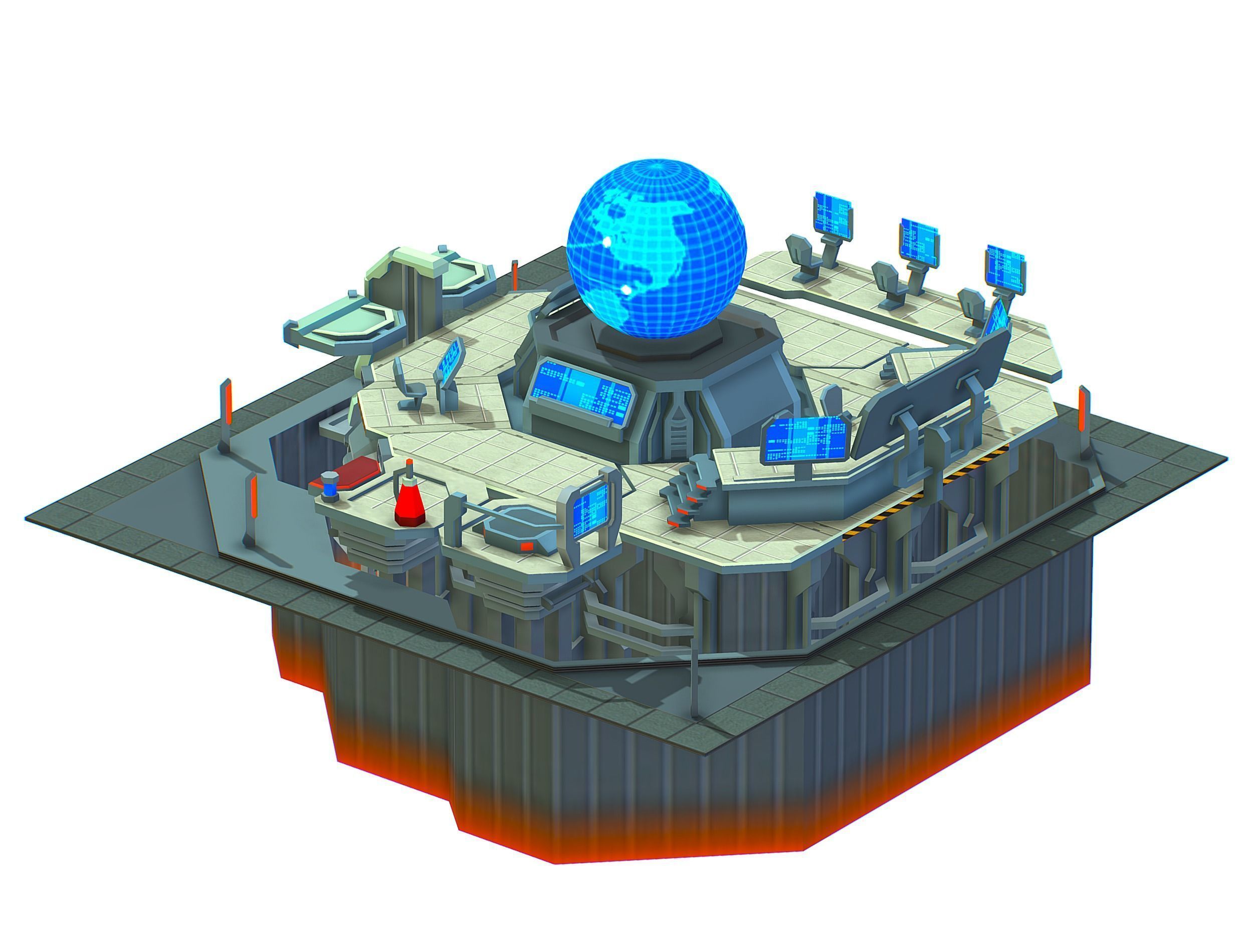 isometrical Missing Room Headquarters 3 Low-poly 3D model_13