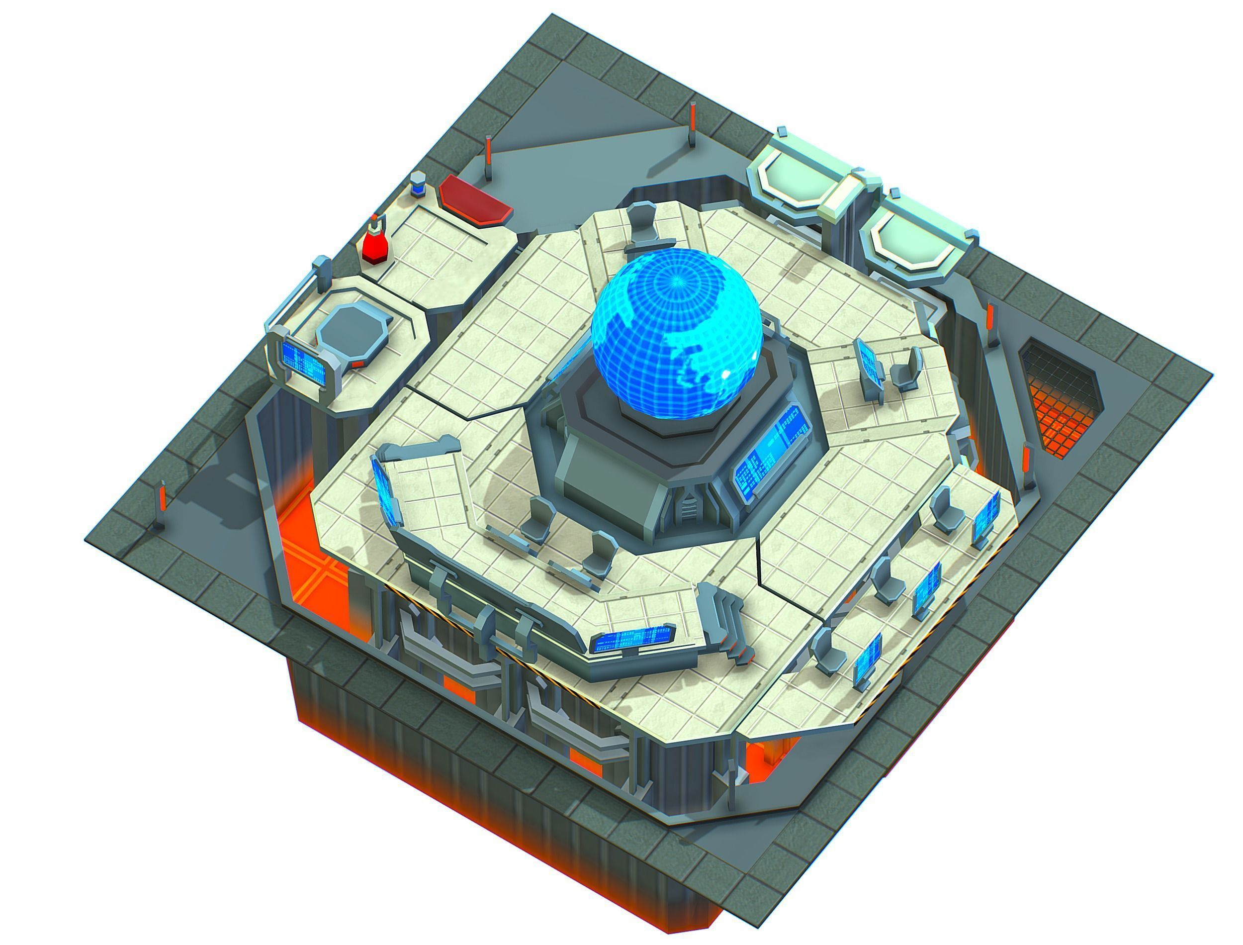 isometrical Missing Room Headquarters 3 Low-poly 3D model_5