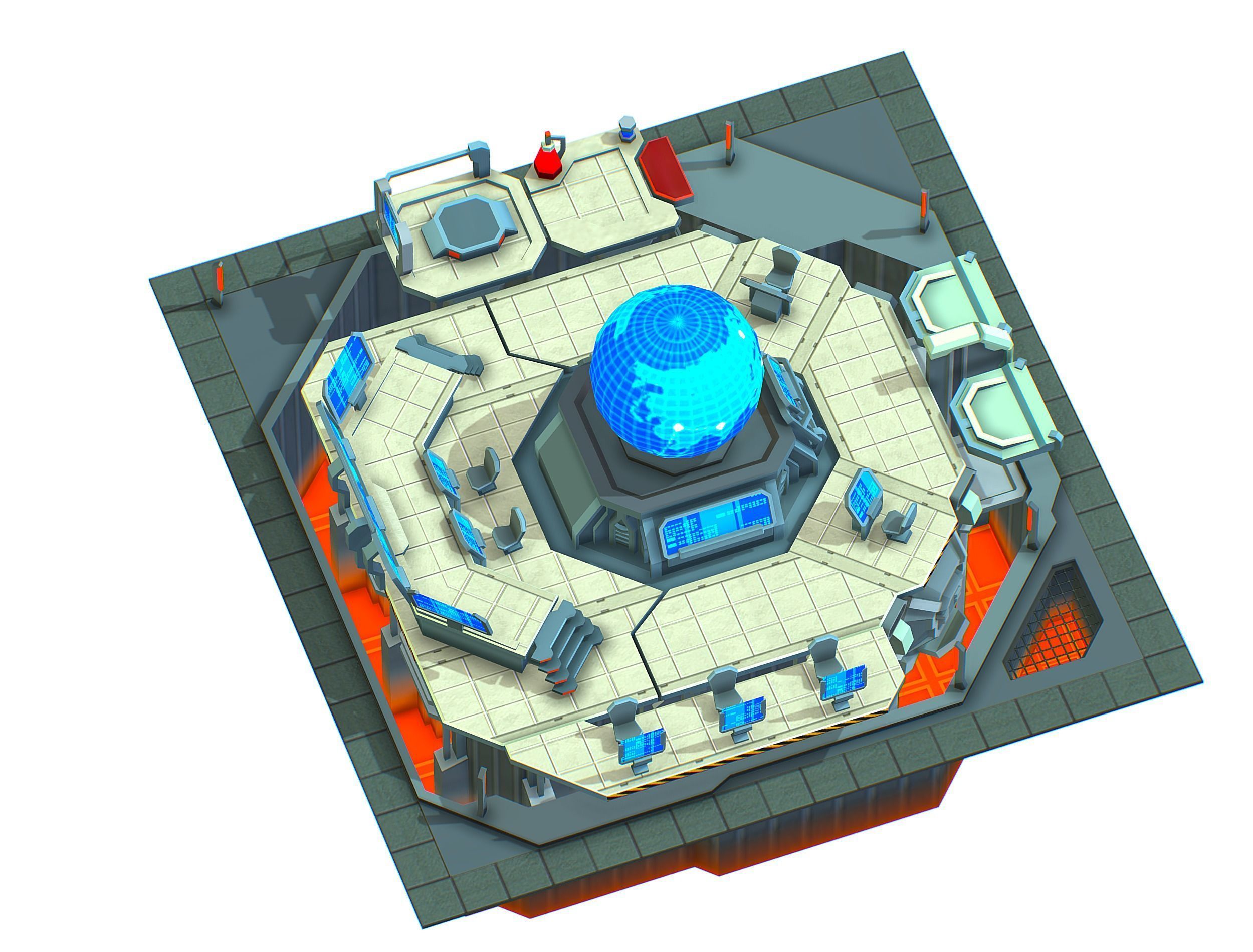 isometrical Missing Room Headquarters 3 Low-poly 3D model_6