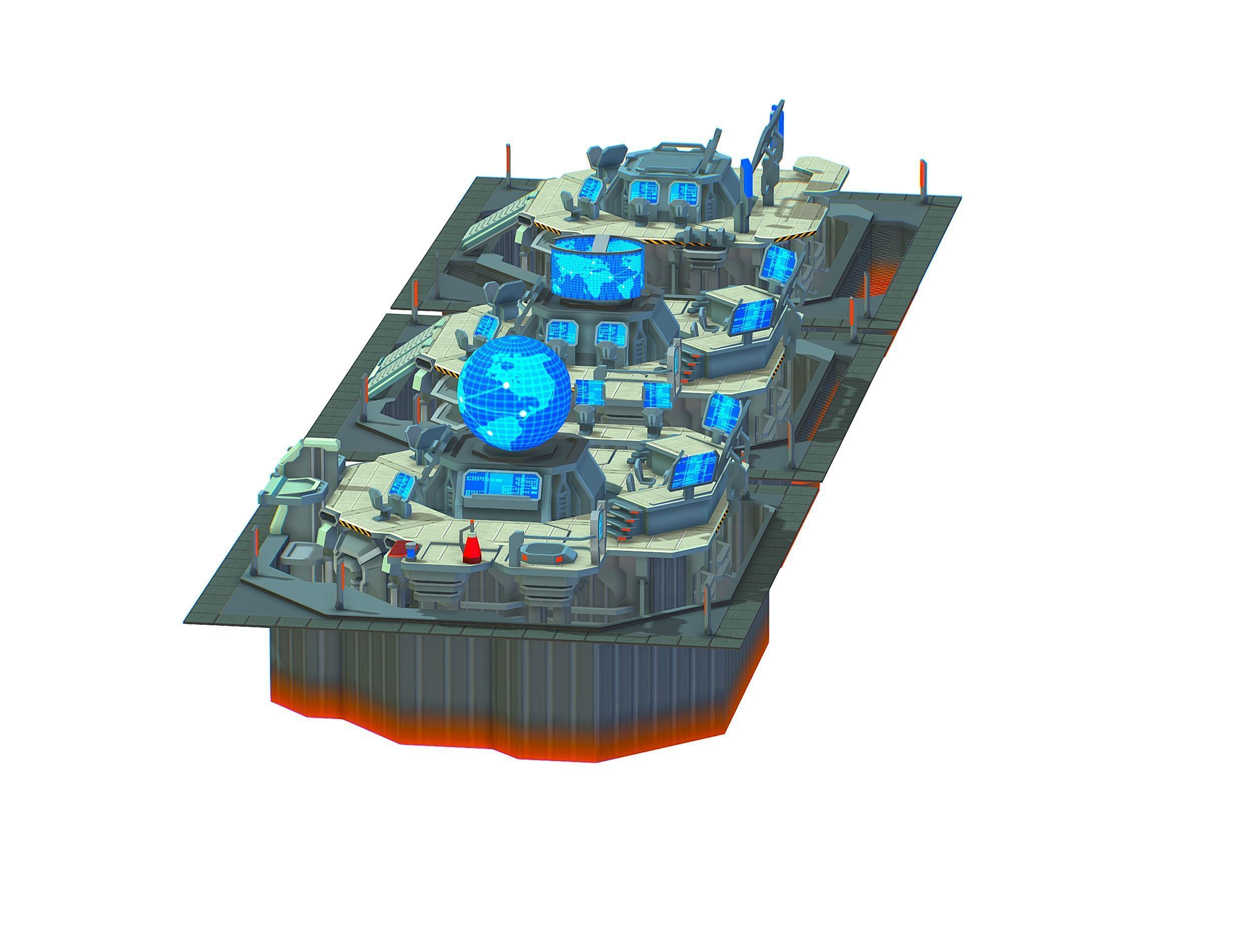 isometrical Missing Room Headquarters 3 Low-poly 3D model_7