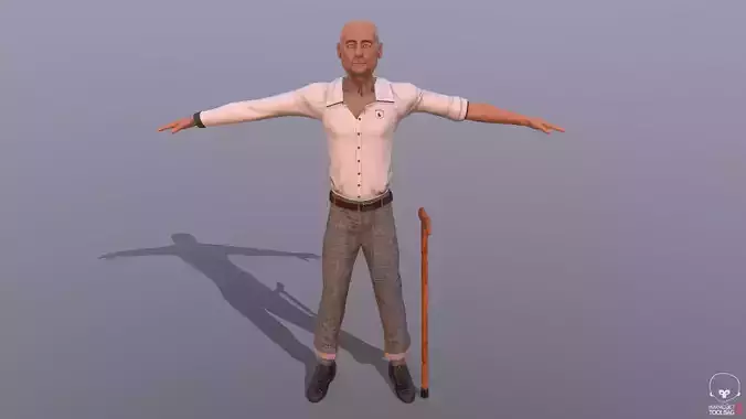 The Godfather man with crutch Low-poly 3D model