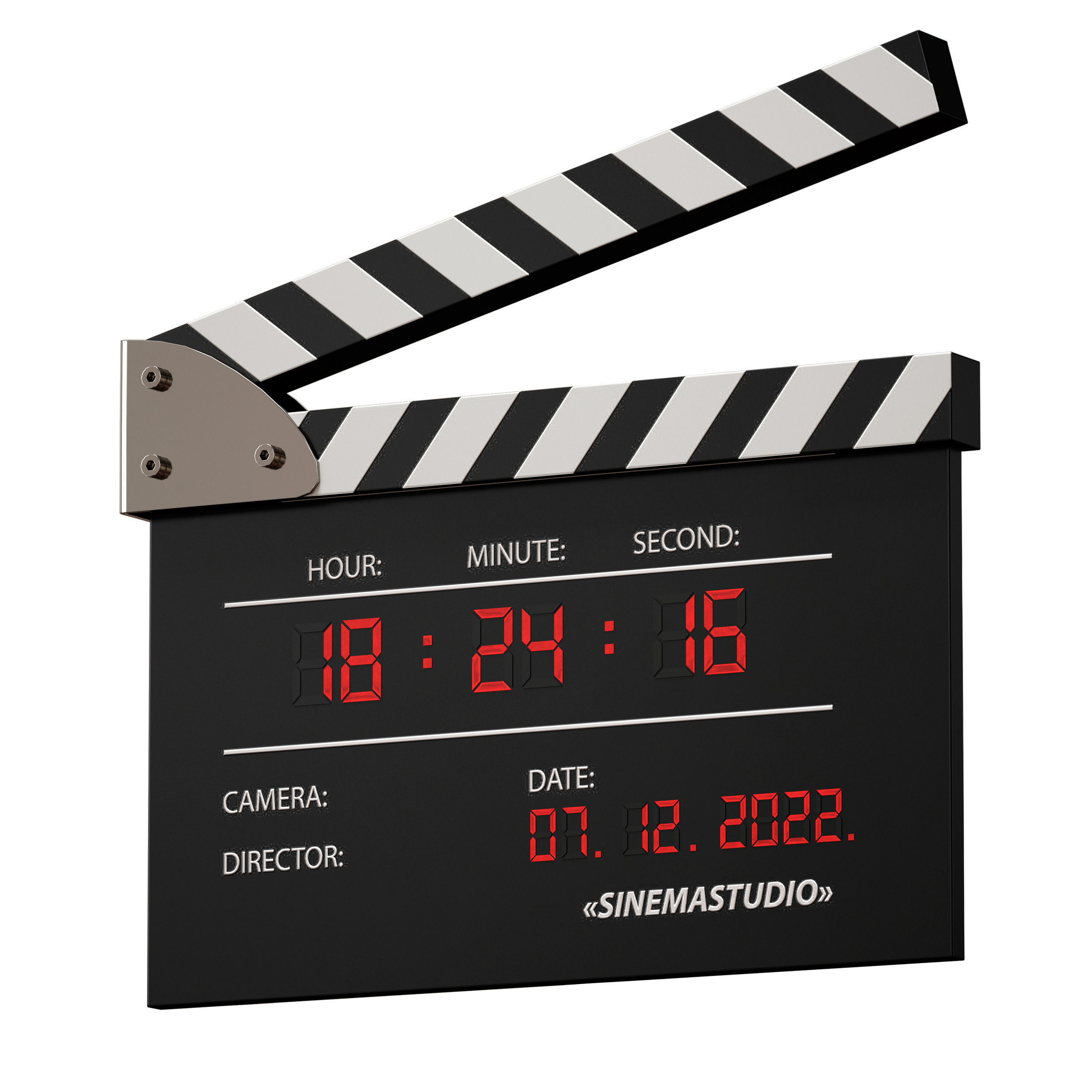 Clock Movie clapperboard numerator 3D model_6