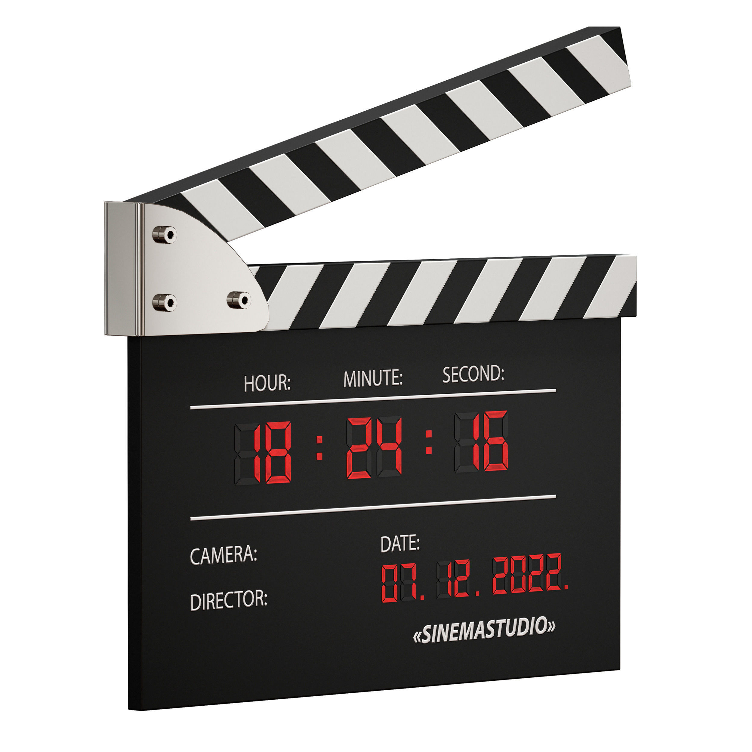 Clock Movie clapperboard numerator 3D model_3