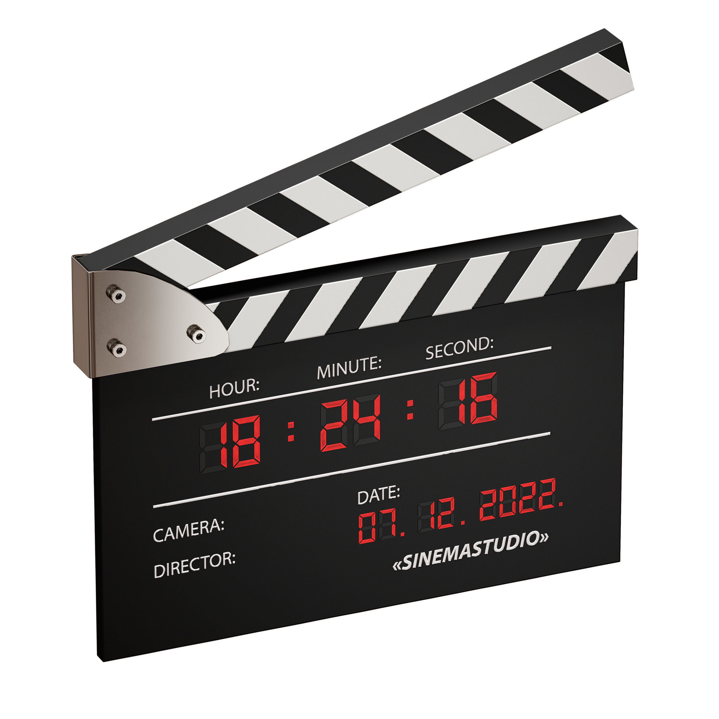 Clock Movie clapperboard numerator 3D model_1