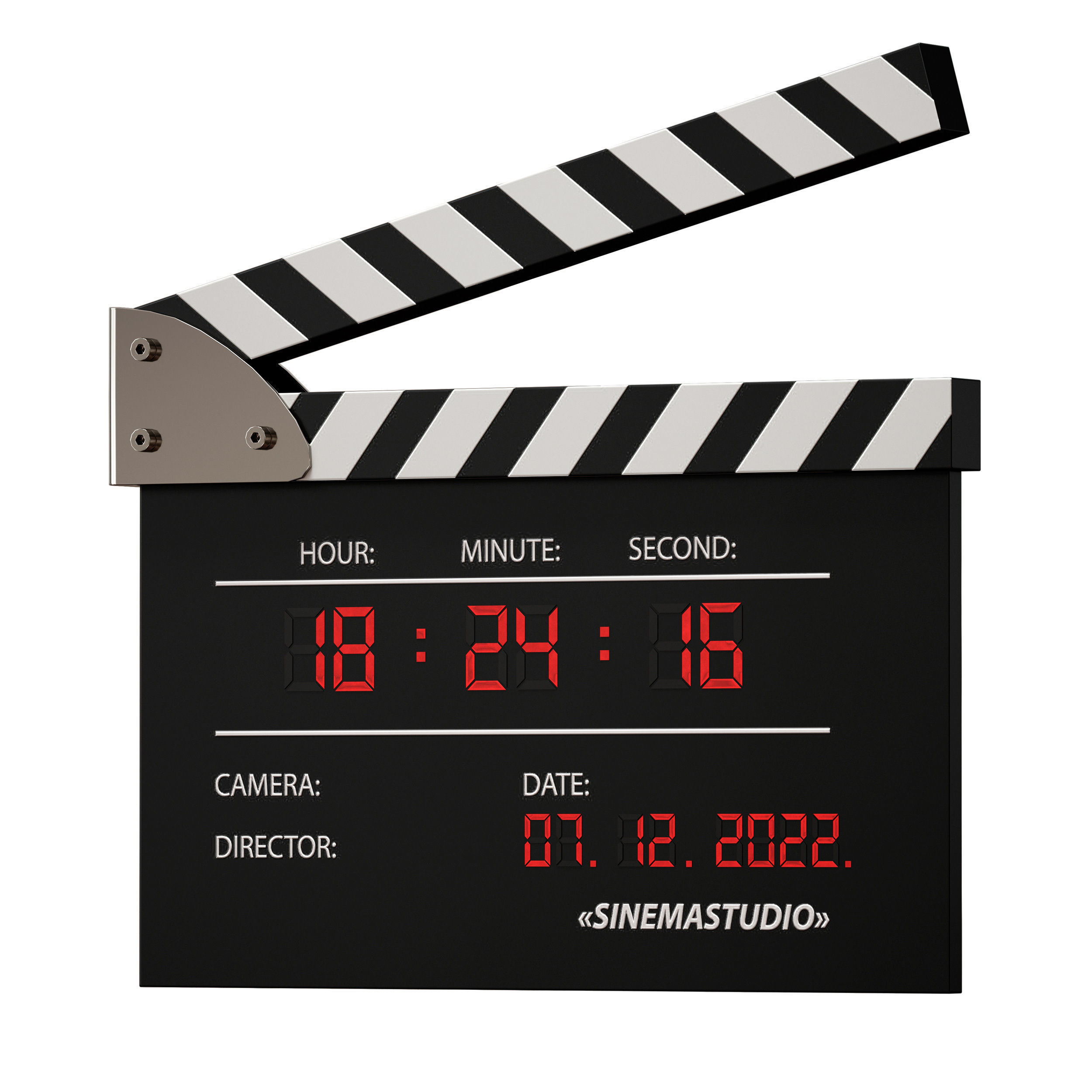 Clock Movie clapperboard numerator 3D model_5
