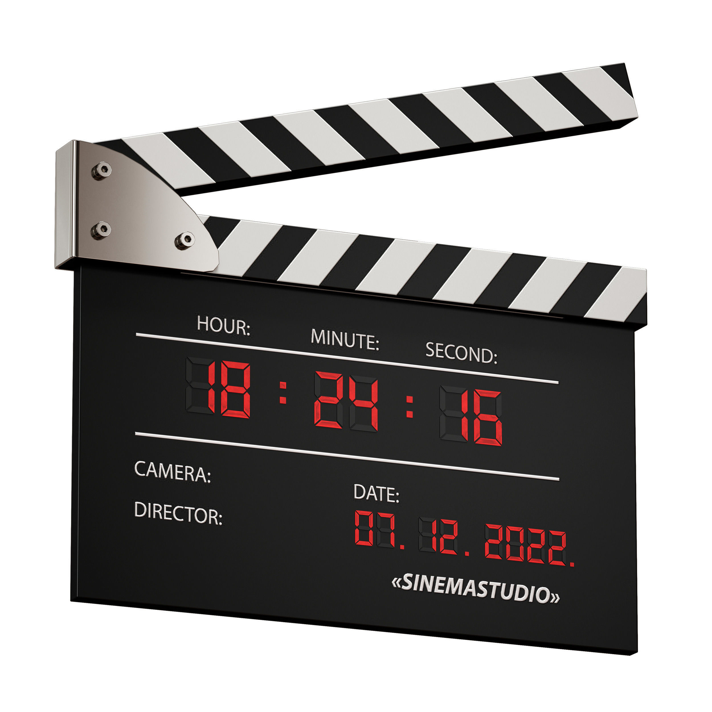 Clock Movie clapperboard numerator 3D model_2