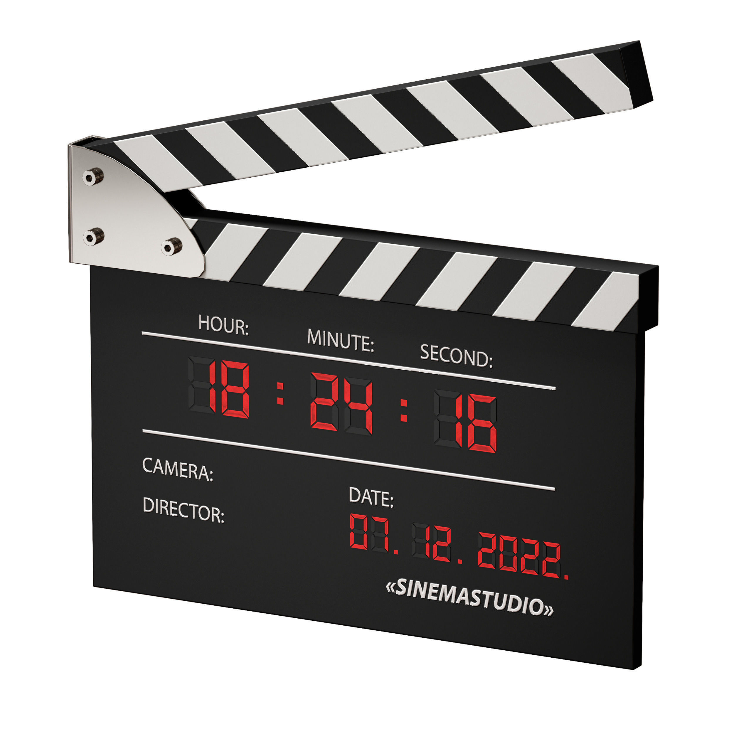 Clock Movie clapperboard numerator 3D model_7
