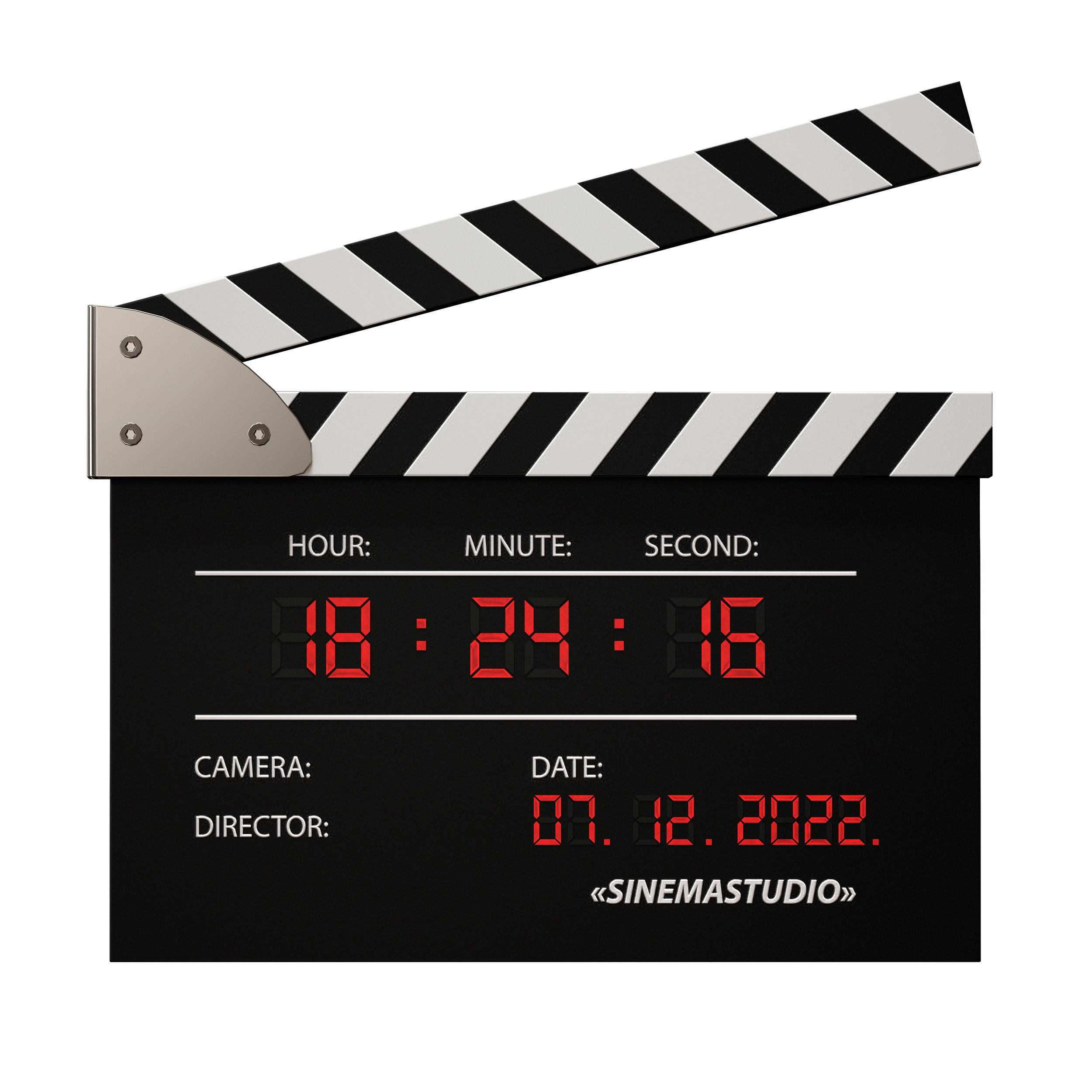 Clock Movie clapperboard numerator 3D model_4