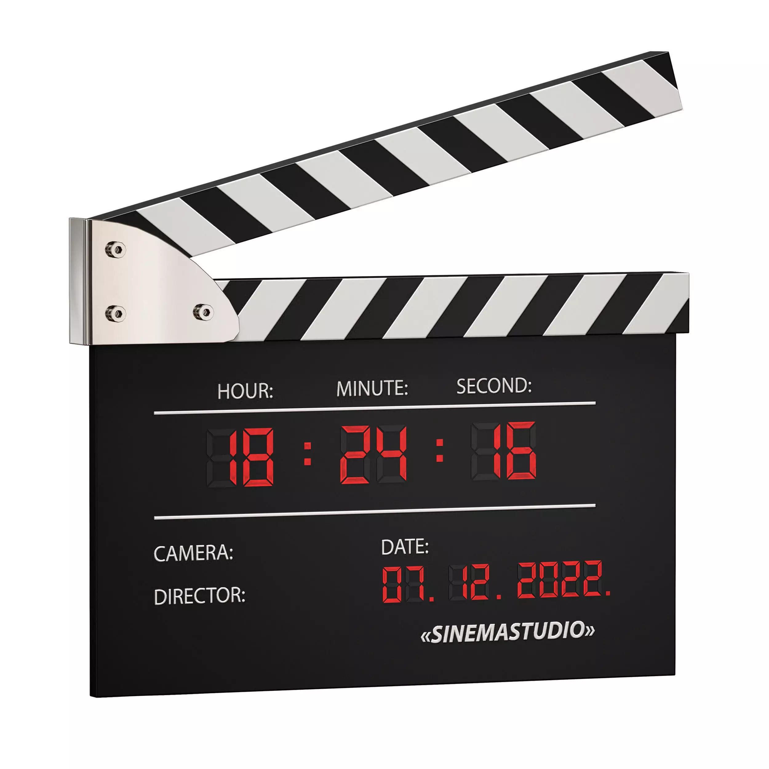Clock Movie clapperboard numerator 3D model_0