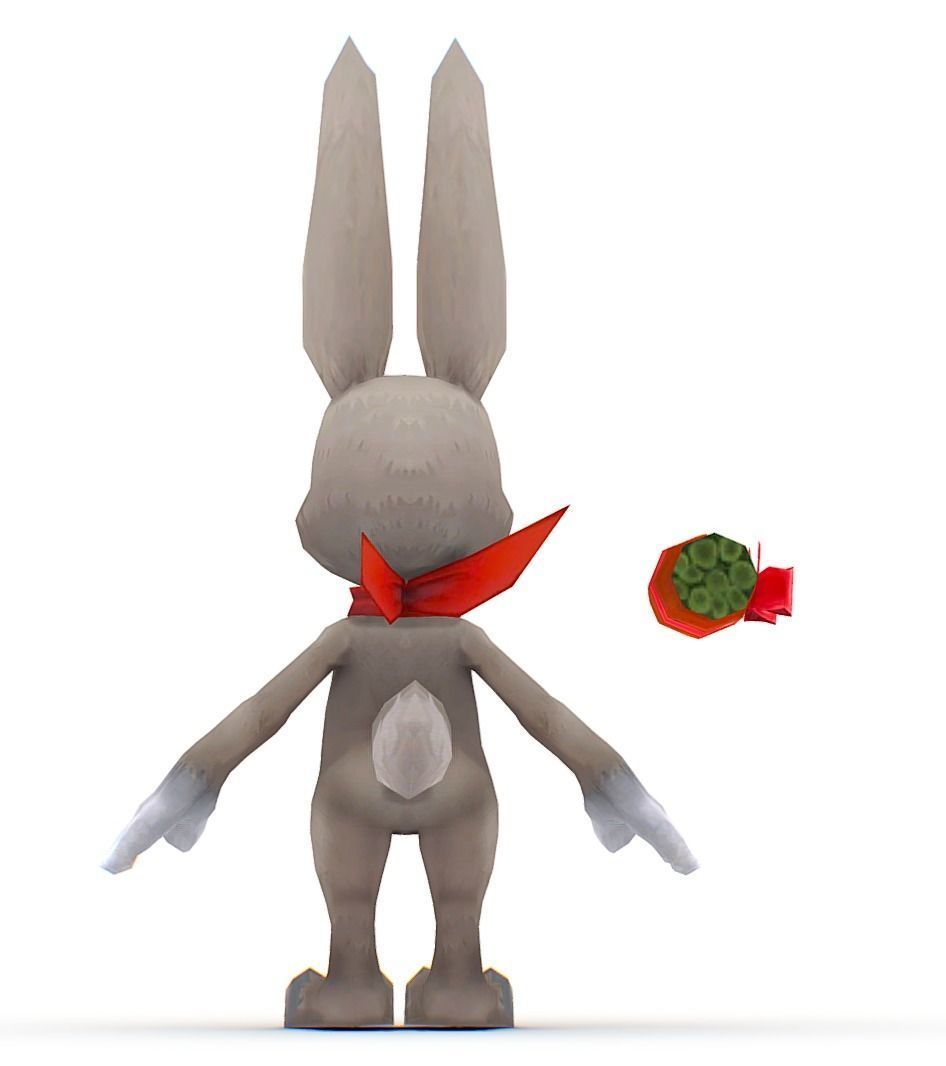 Easter Bunny Low Poly Cartoon 2023 Low-poly 3D model_3