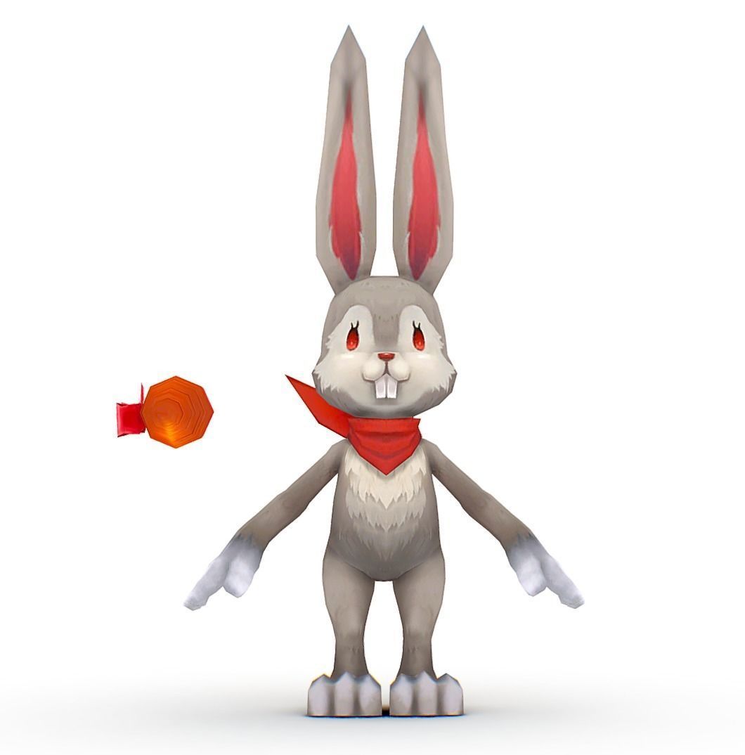 Easter Bunny Low Poly Cartoon 2023 Low-poly 3D model_2