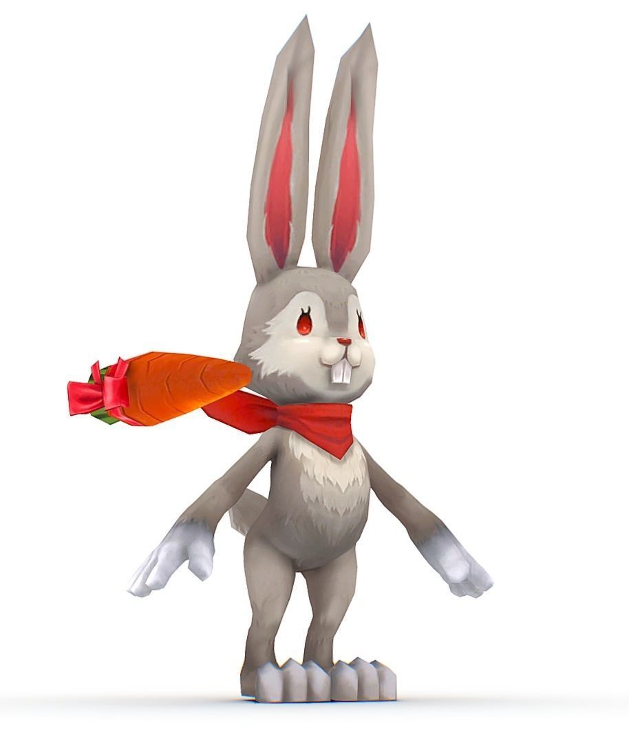 Easter Bunny Low Poly Cartoon 2023 Low-poly 3D model_1
