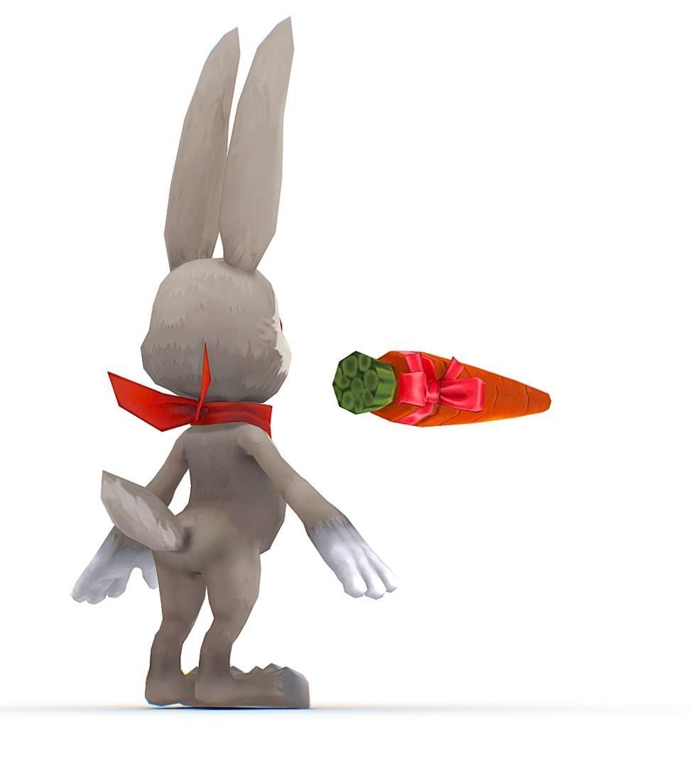 Easter Bunny Low Poly Cartoon 2023 Low-poly 3D model_4