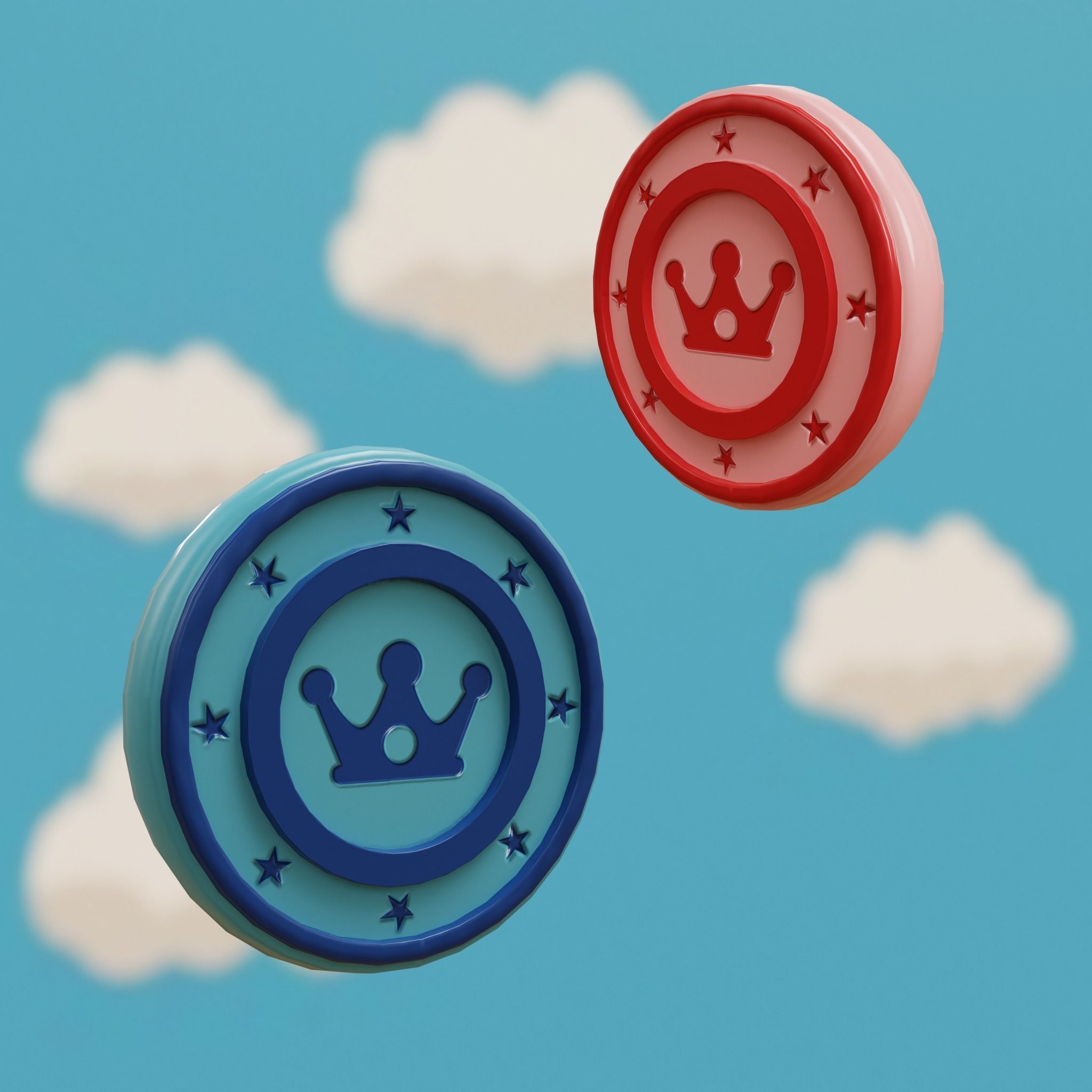 Cartoon Coins Pack01 Low-poly 3D model_30