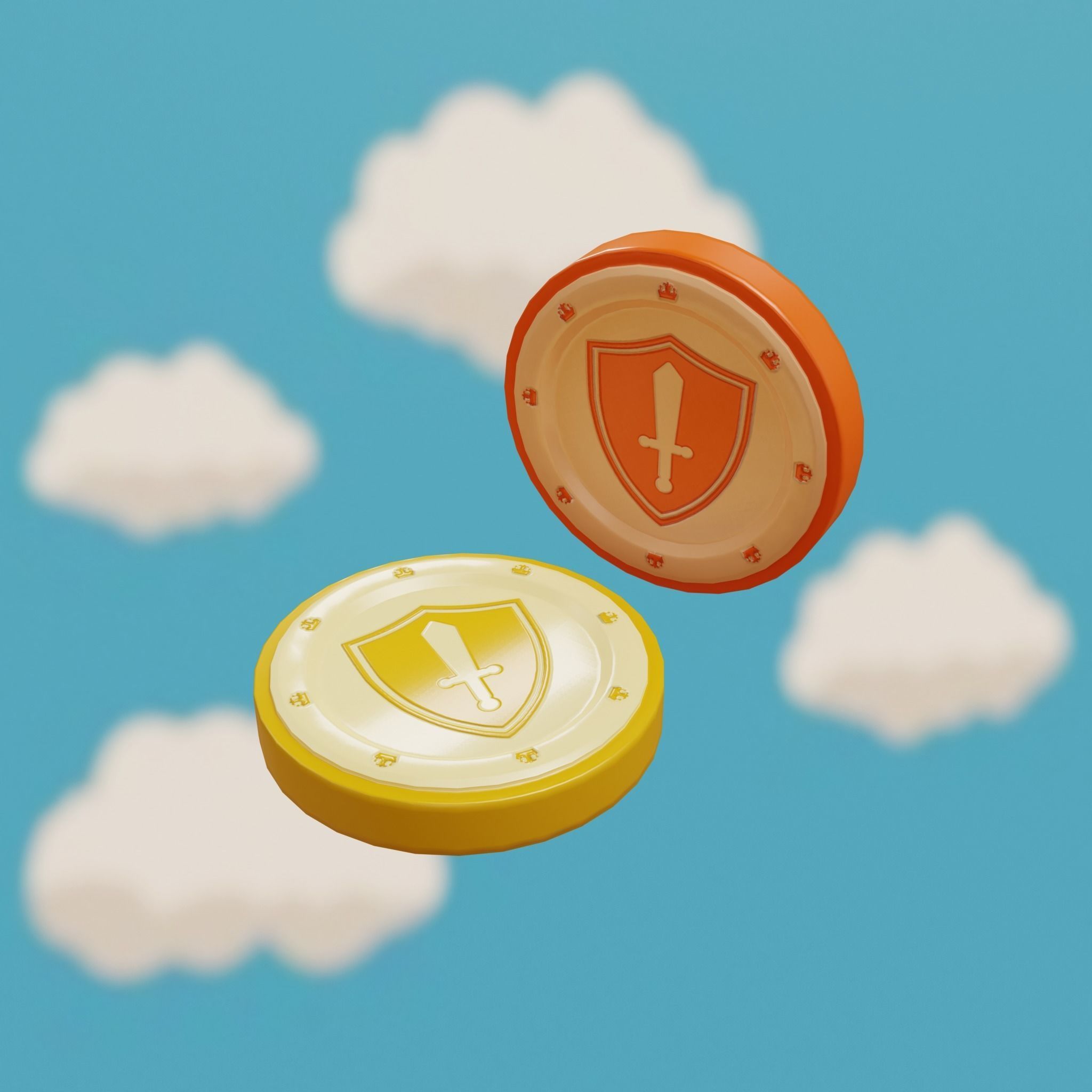 Cartoon Coins Pack01 Low-poly 3D model_23