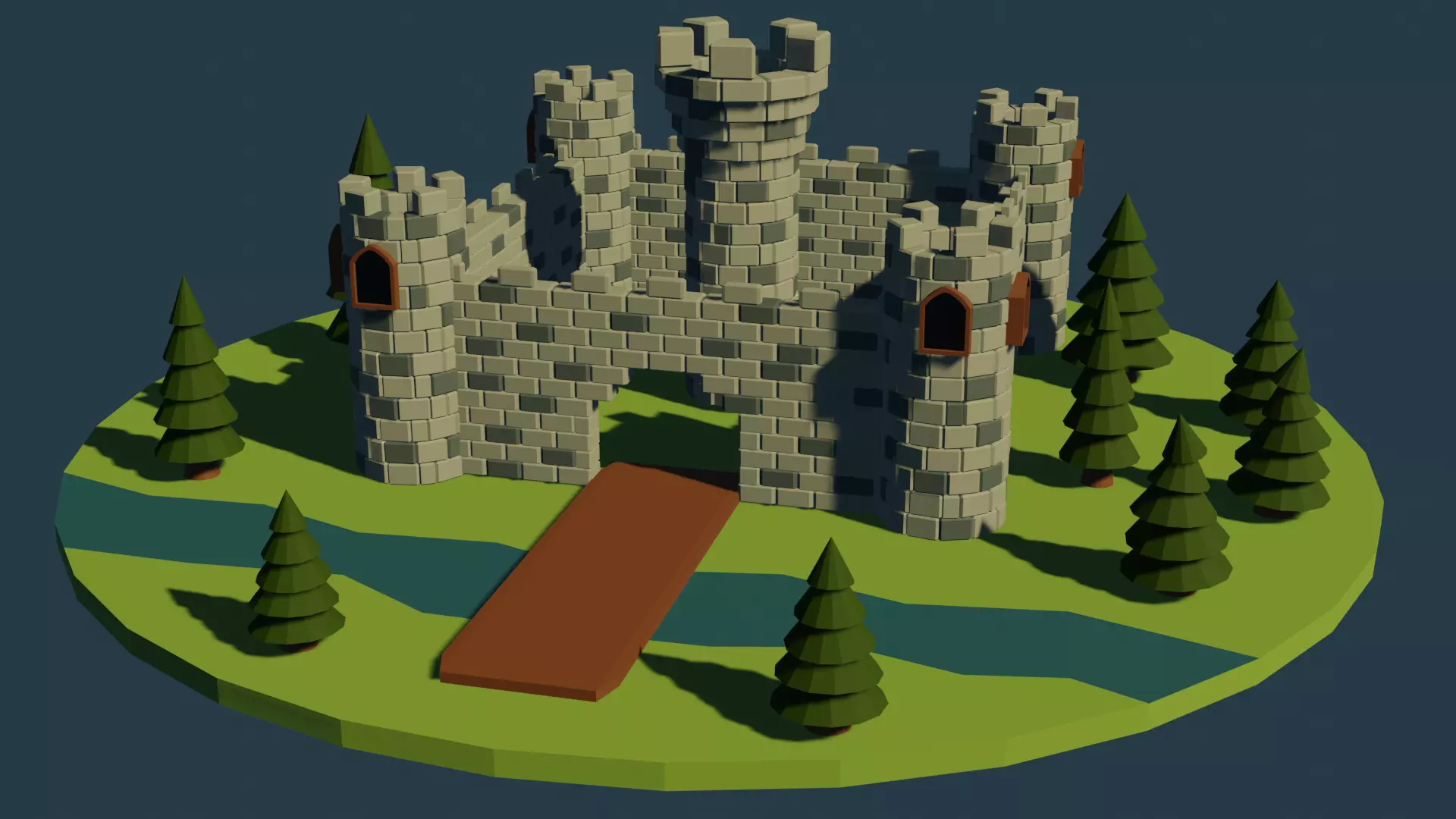 Low Poly Castle  Free low-poly 3D model_0