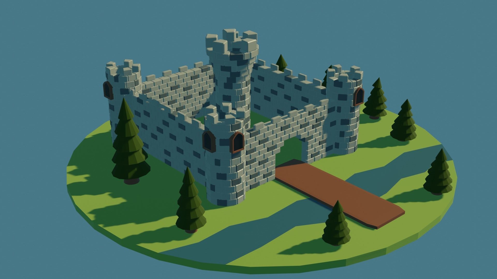 Low Poly Castle  Free low-poly 3D model_1