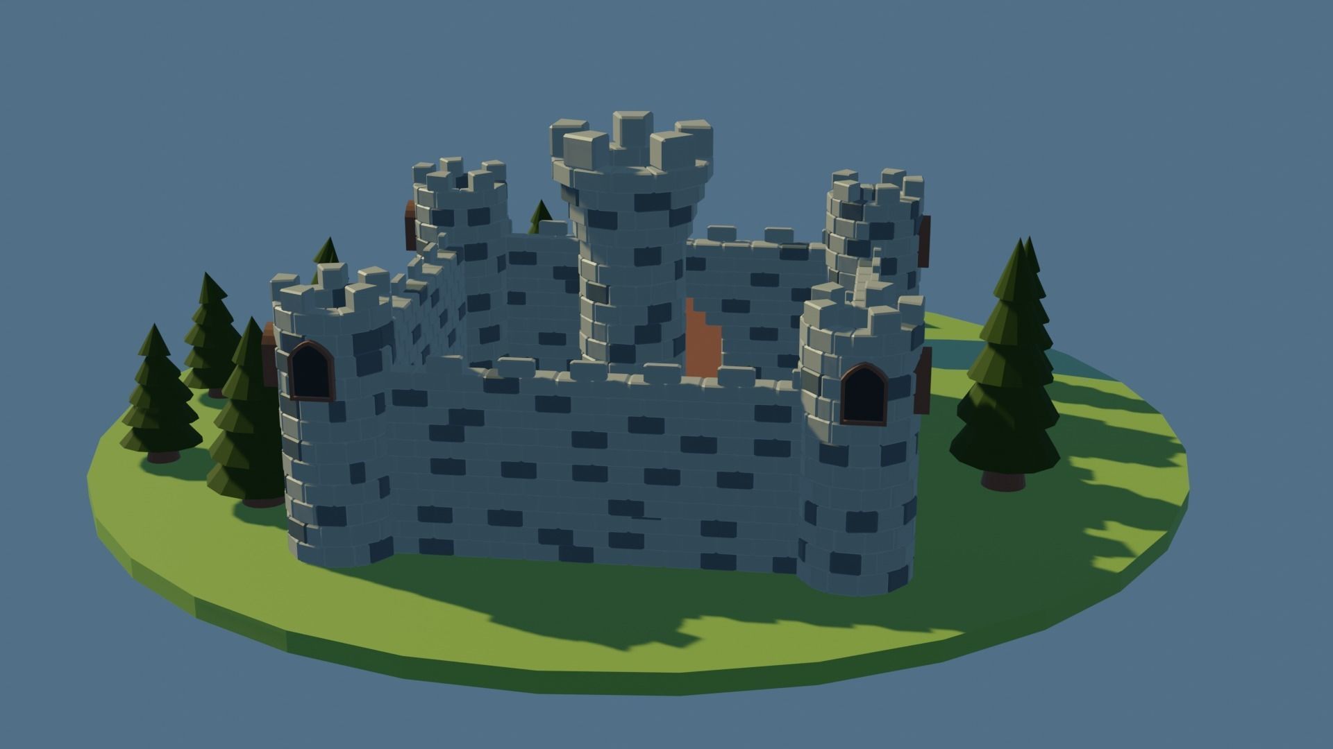 Low Poly Castle  Free low-poly 3D model_2