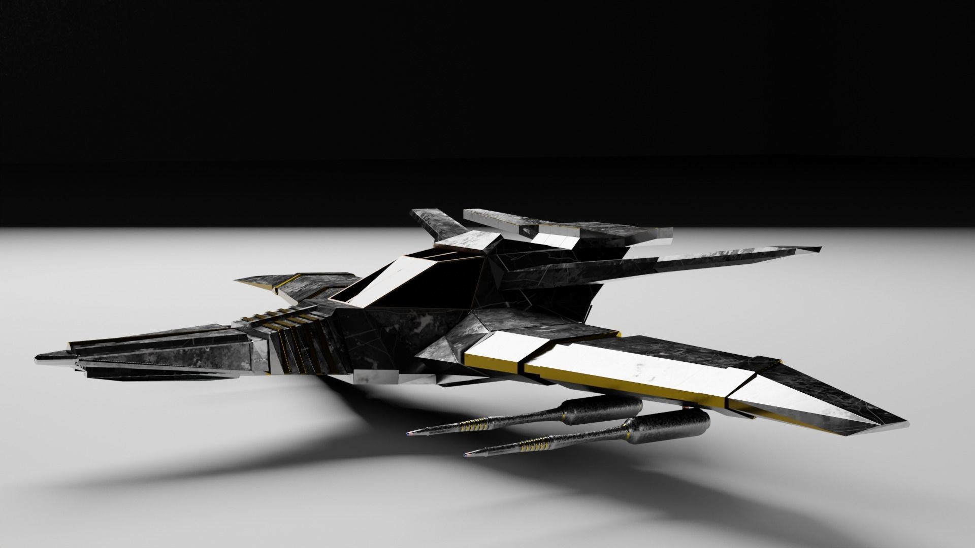 3D model Fighter Spaceship low poly 4k texture VR / AR / low-poly ...