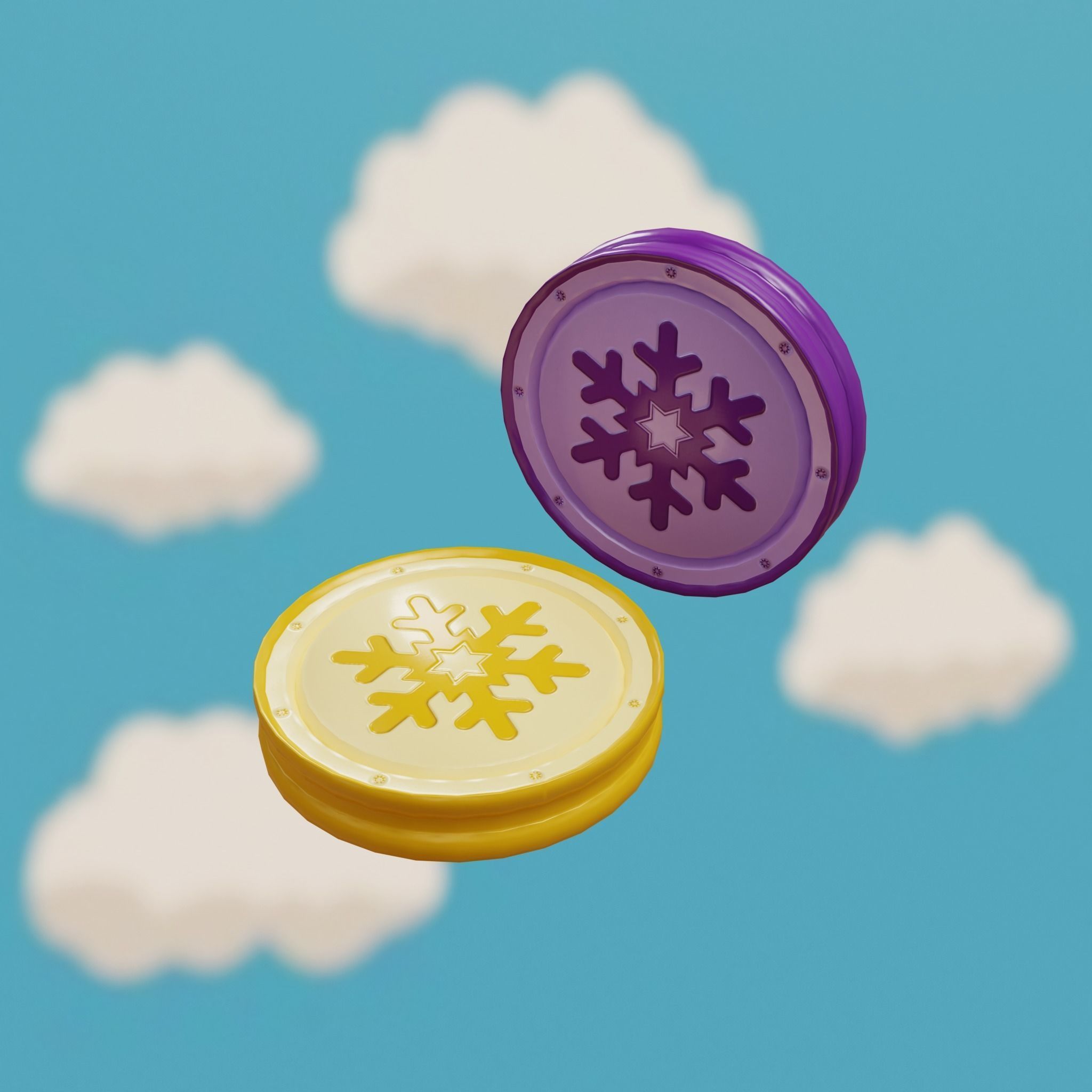Cartoon Coins Pack02 Low-poly 3D model_5