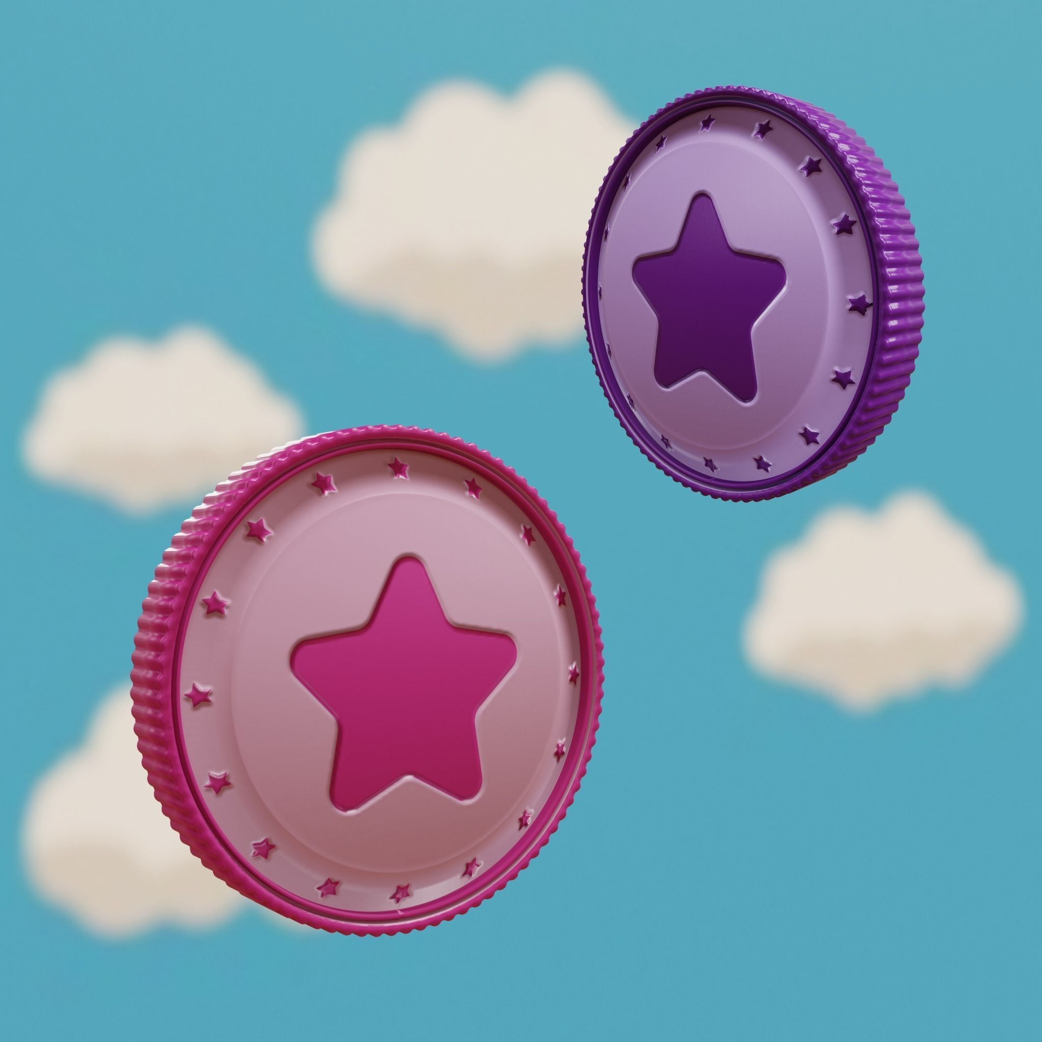 Cartoon Coins Pack02 Low-poly 3D model_30