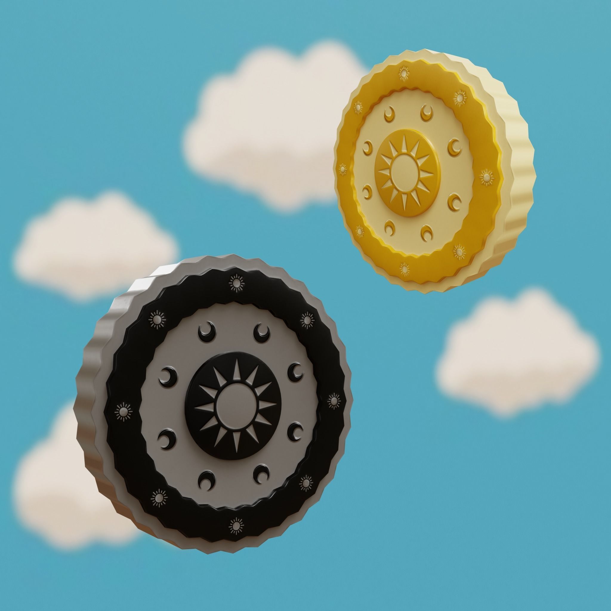 Cartoon Coins Pack02 Low-poly 3D model_12