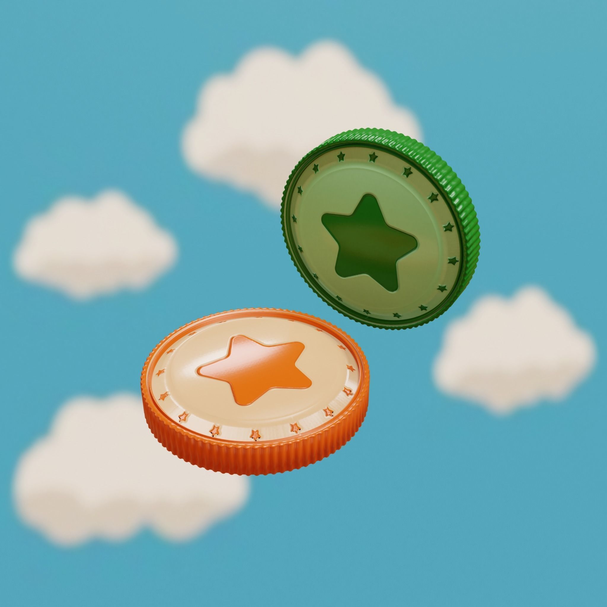 Cartoon Coins Pack02 Low-poly 3D model_32