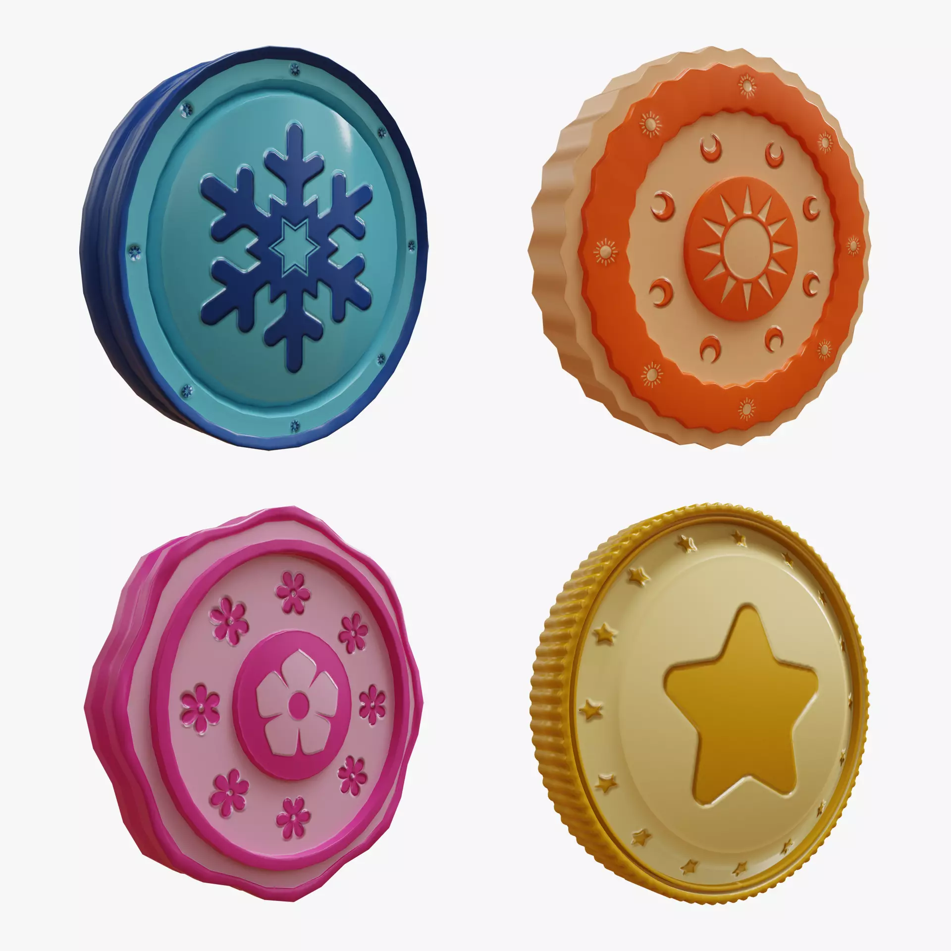 Cartoon Coins Pack02 Low-poly 3D model_0