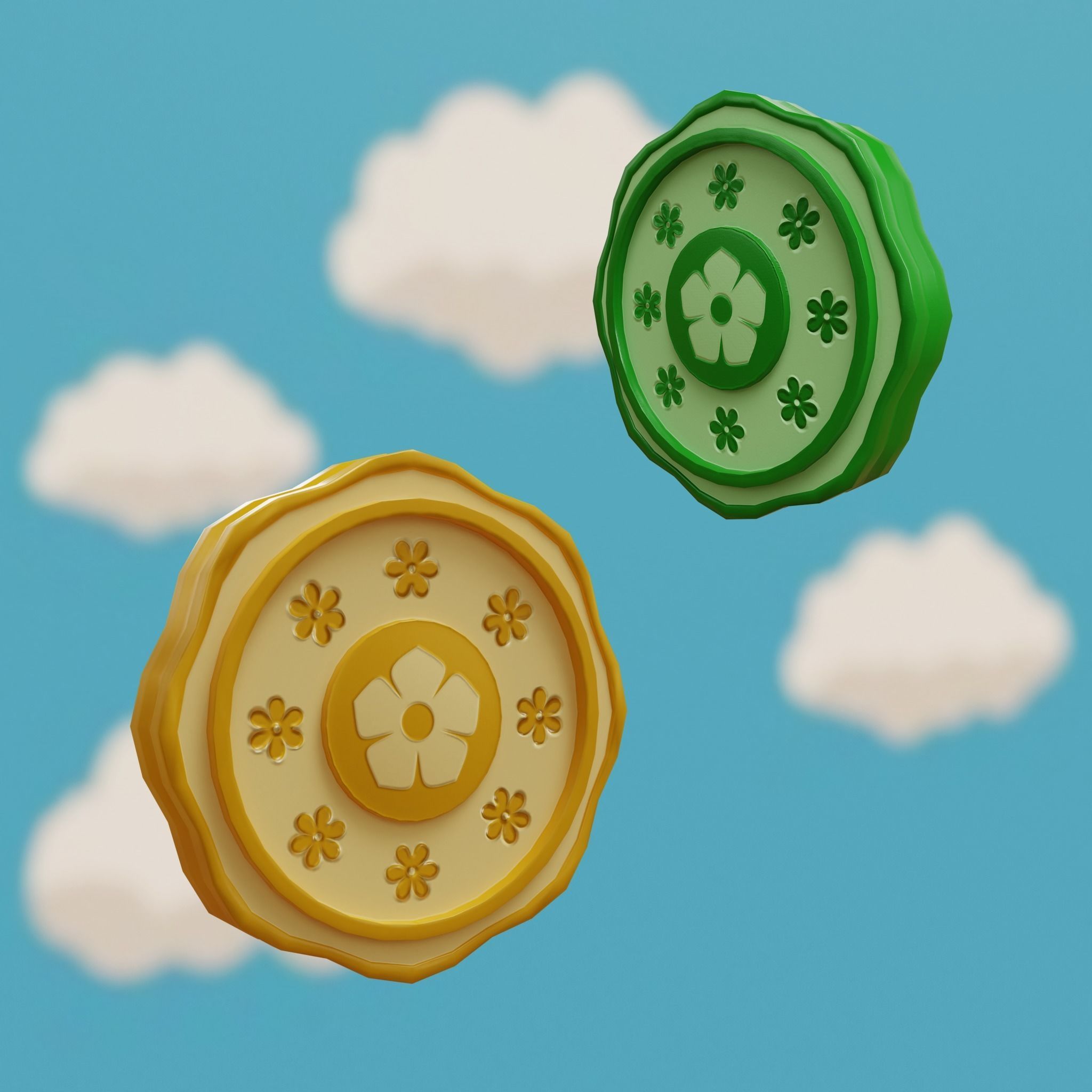 Cartoon Coins Pack02 Low-poly 3D model_21