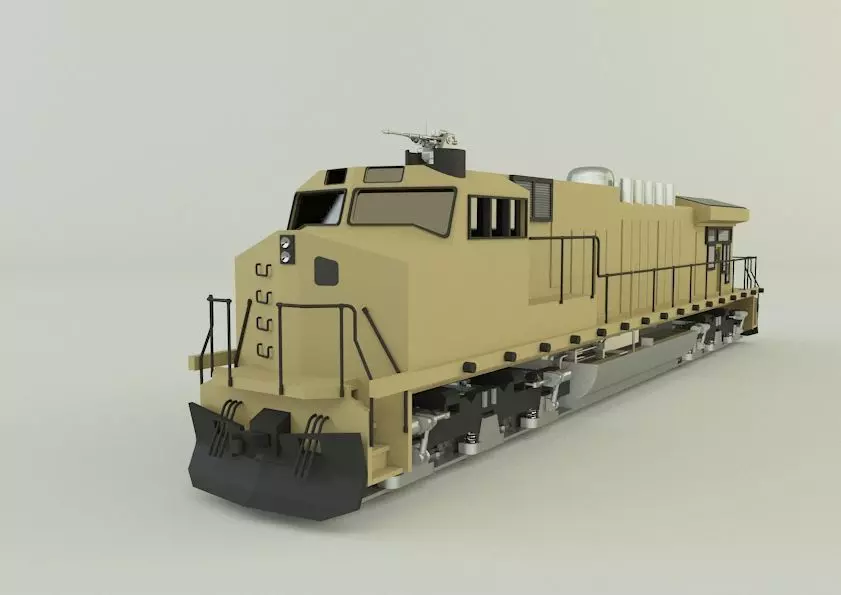 armored locomotive train 3D model_0
