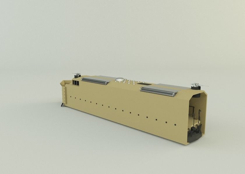 armored locomotive train 3D model_13
