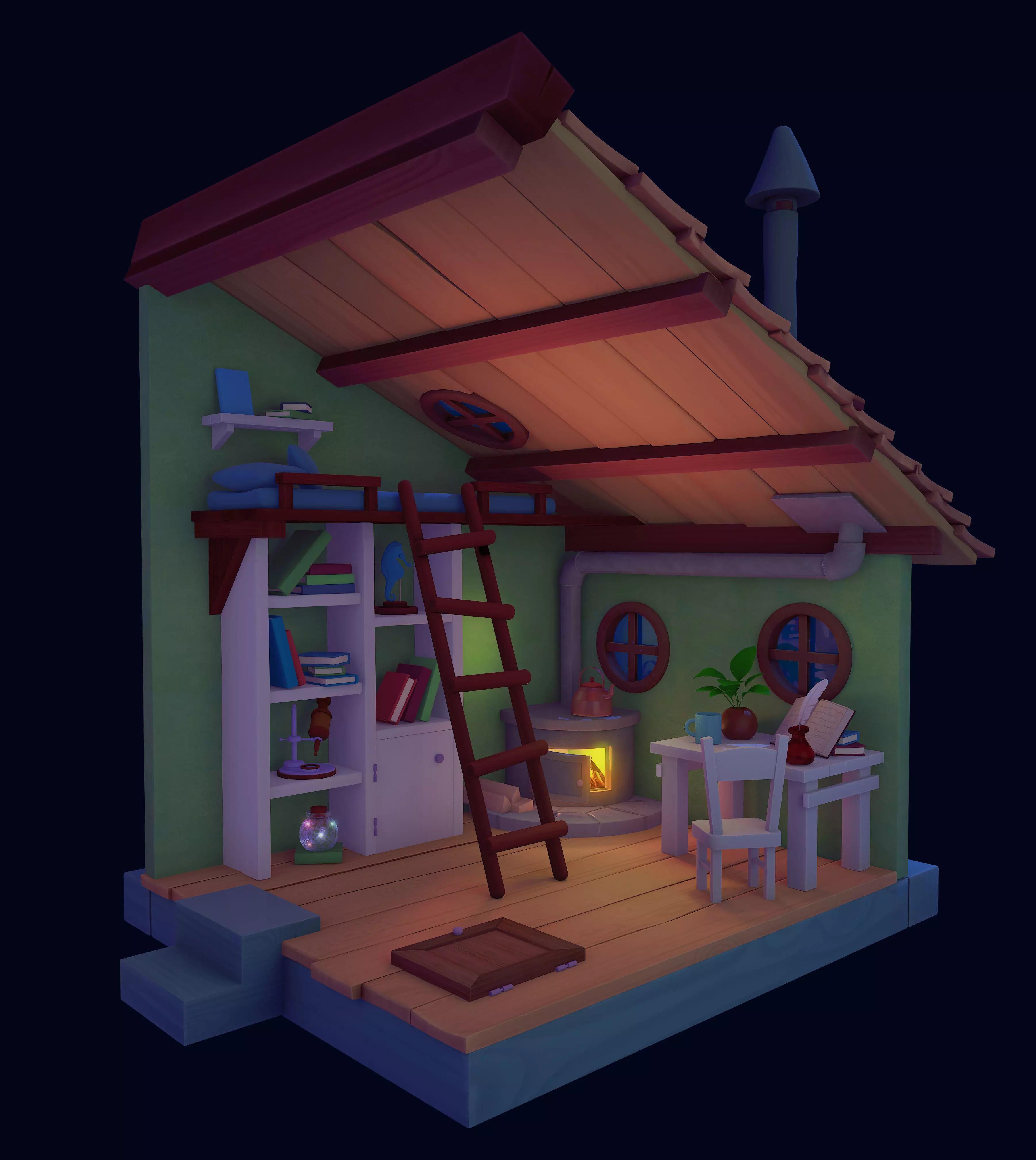 Little Room Low-poly 3D model_0