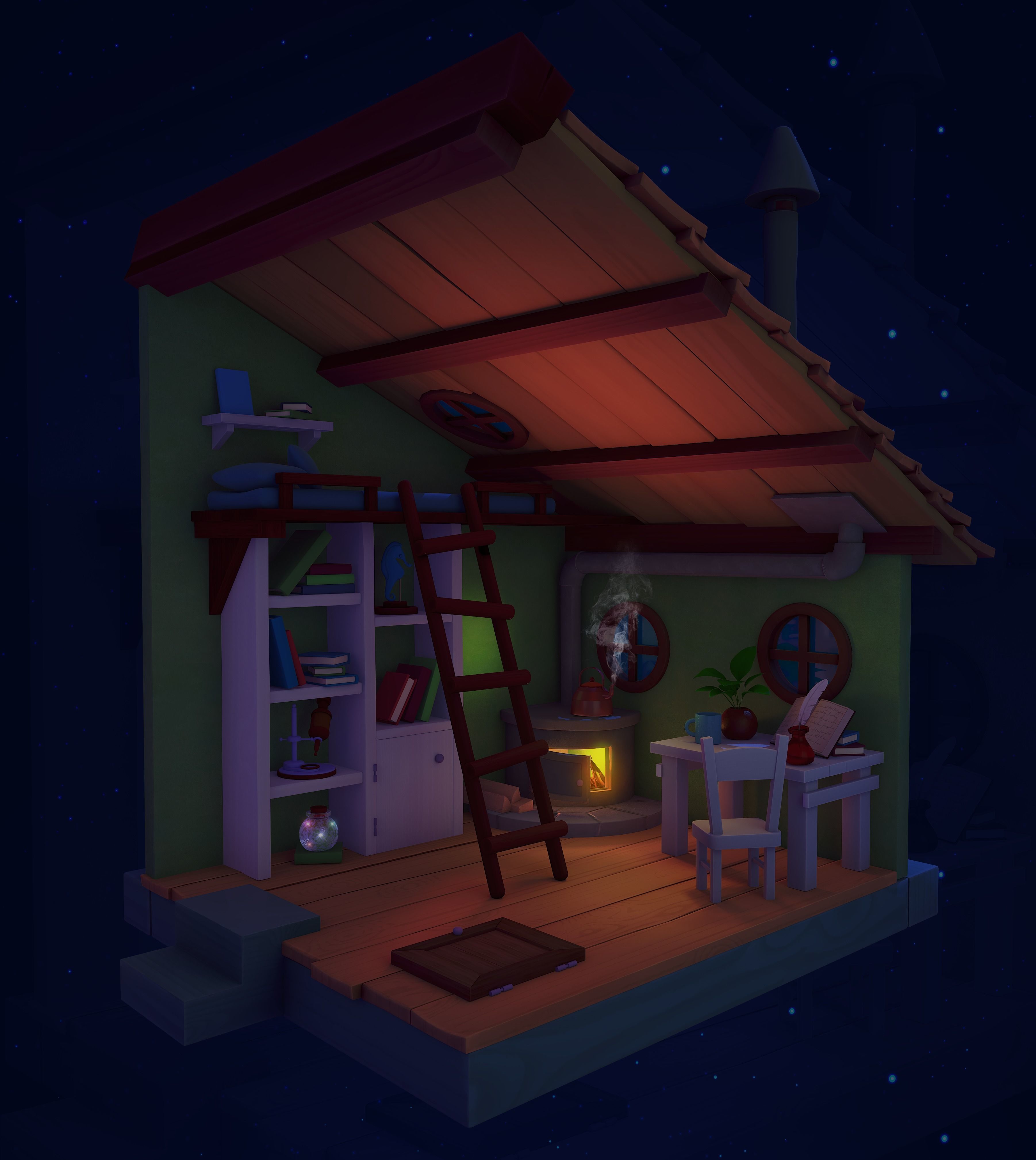 Little Room Low-poly 3D model_1