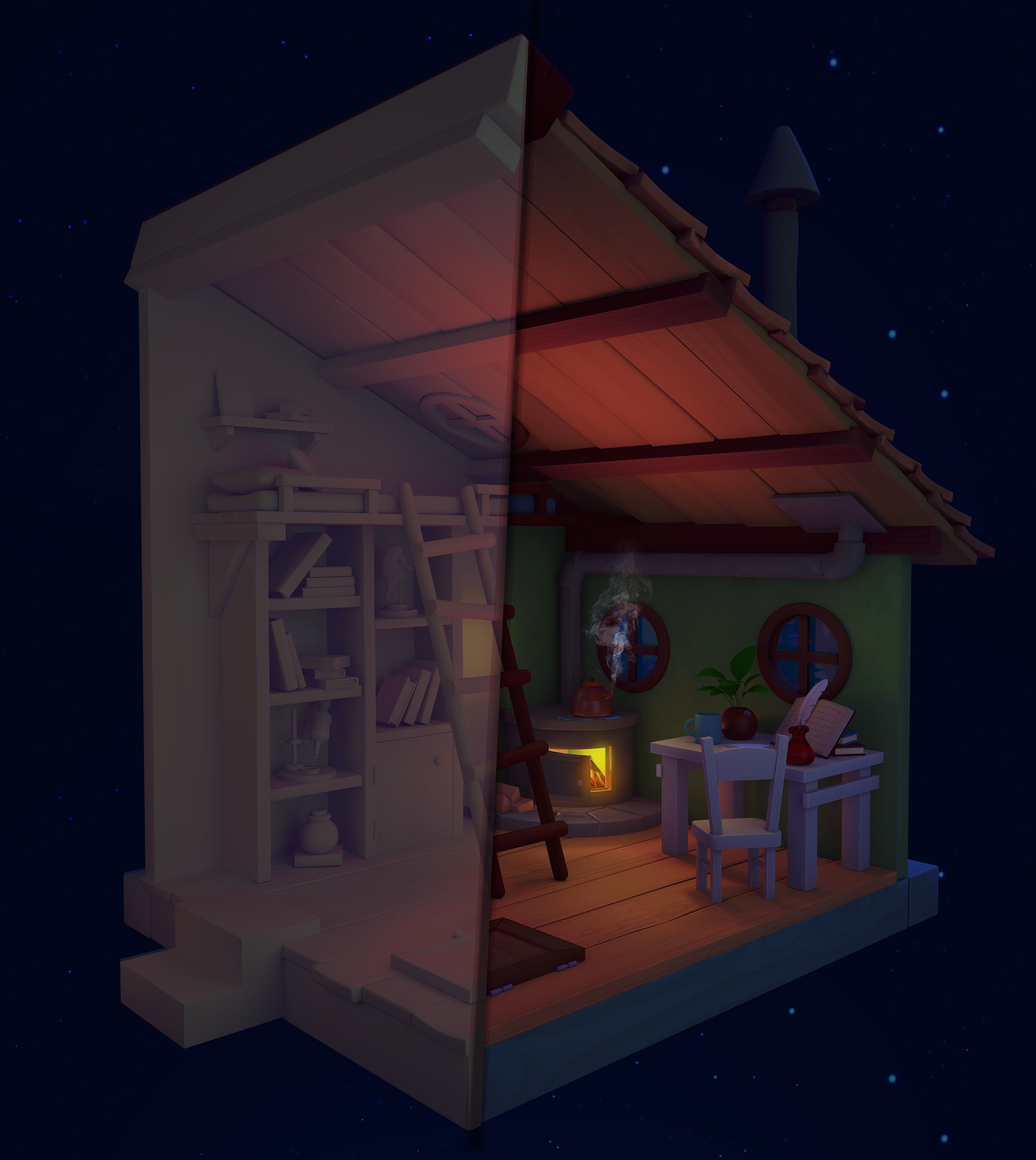 Little Room Low-poly 3D model_2