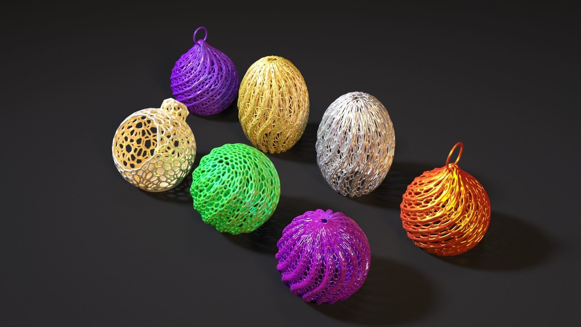 Christmas decoration set of 7 balls 3D print model_1