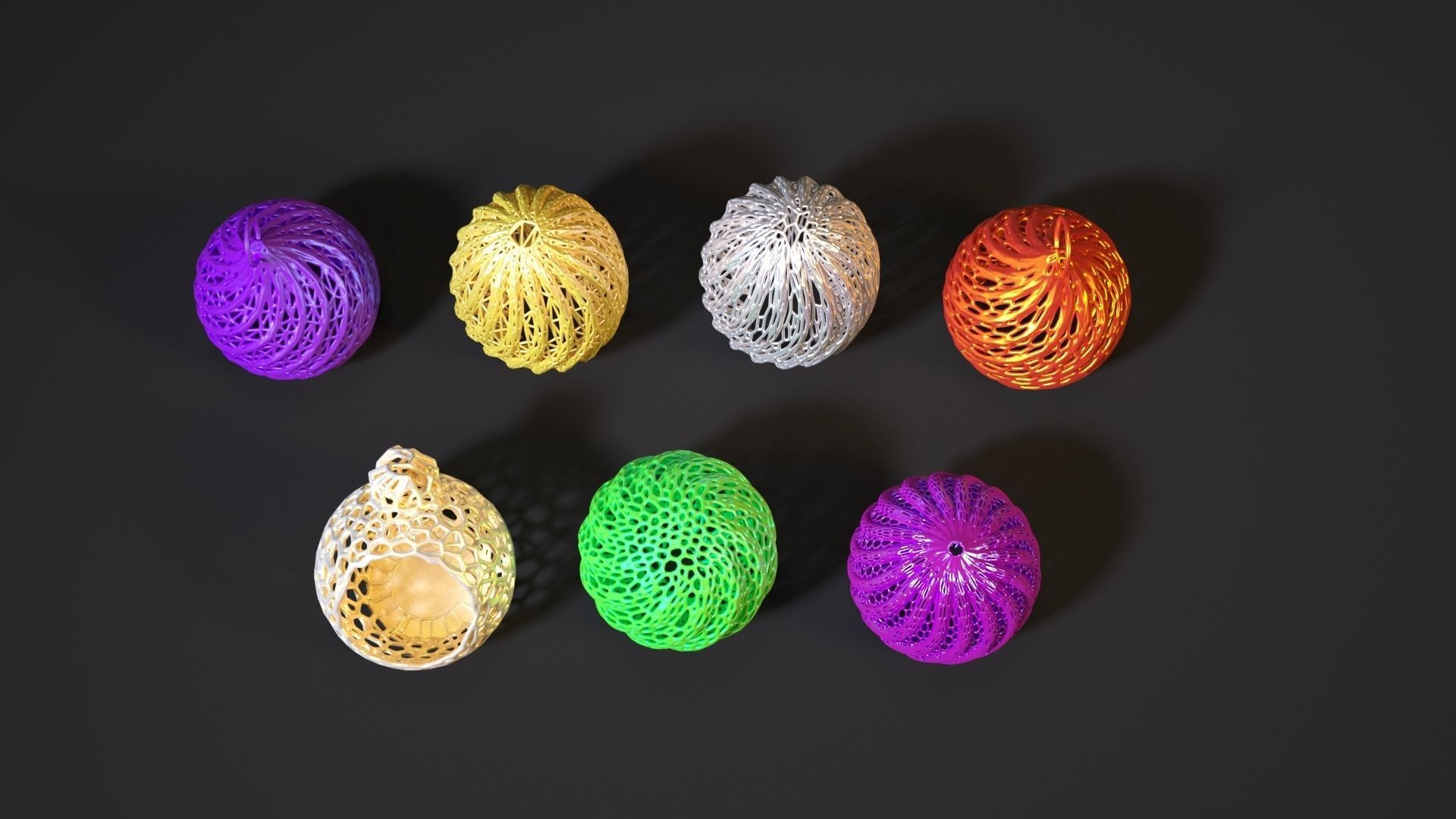 Christmas decoration set of 7 balls 3D print model_8