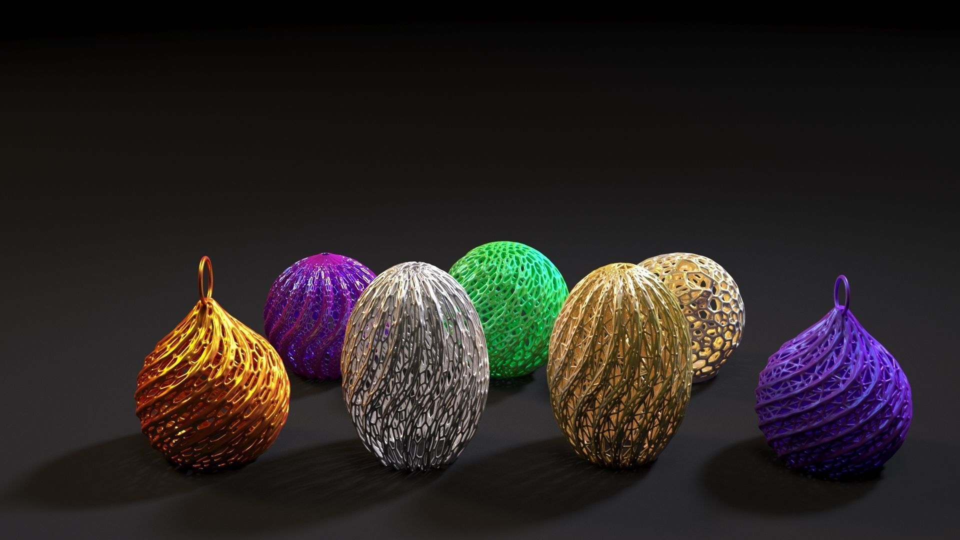 Christmas decoration set of 7 balls 3D print model_4