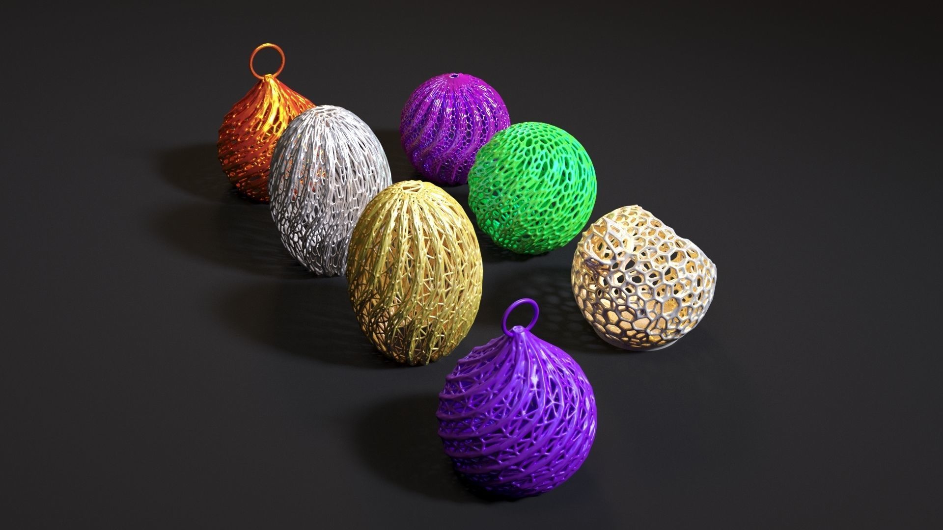 Christmas decoration set of 7 balls 3D print model_5