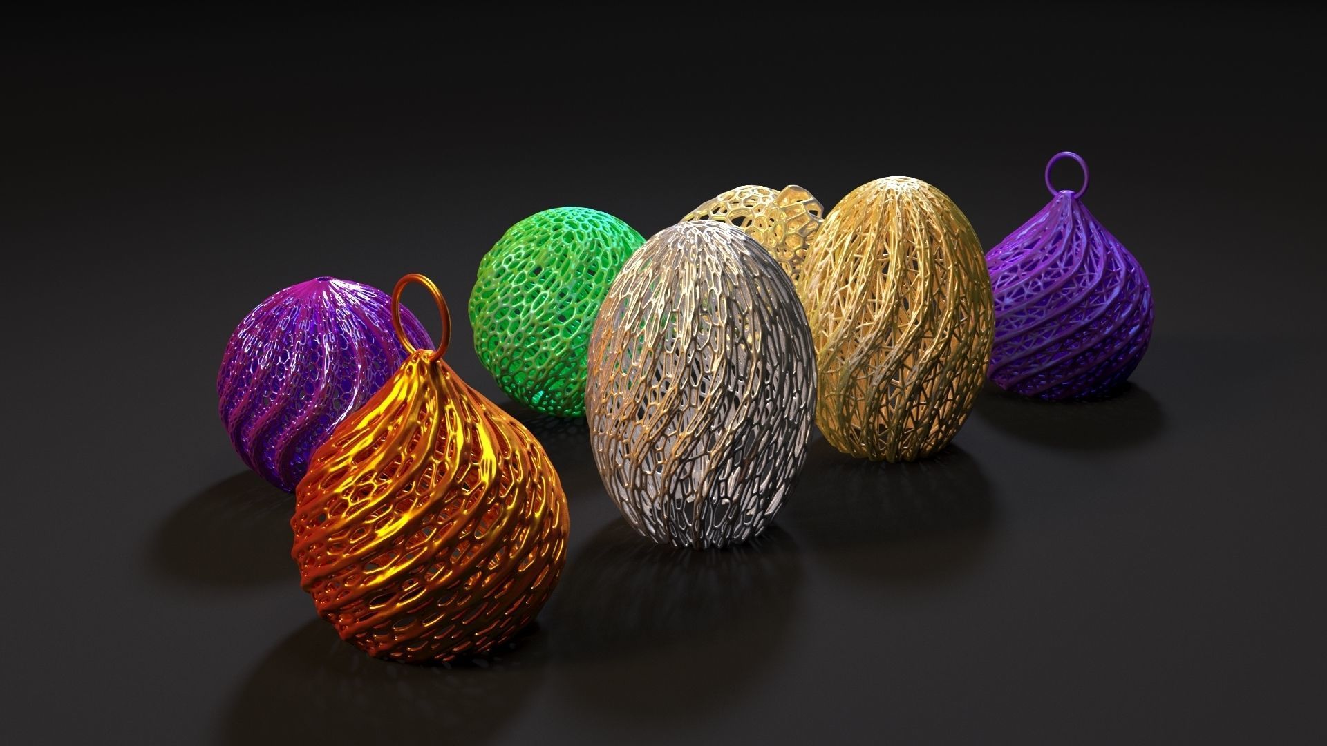 Christmas decoration set of 7 balls 3D print model_3