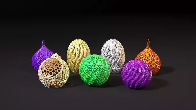 Christmas decoration set of 7 balls 3D print model