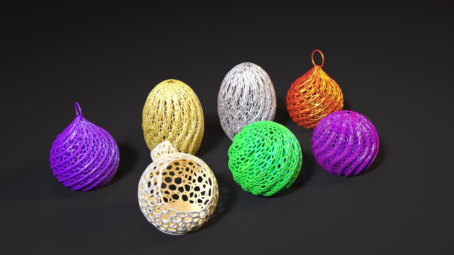 Christmas decoration set of 7 balls 3D print model_7